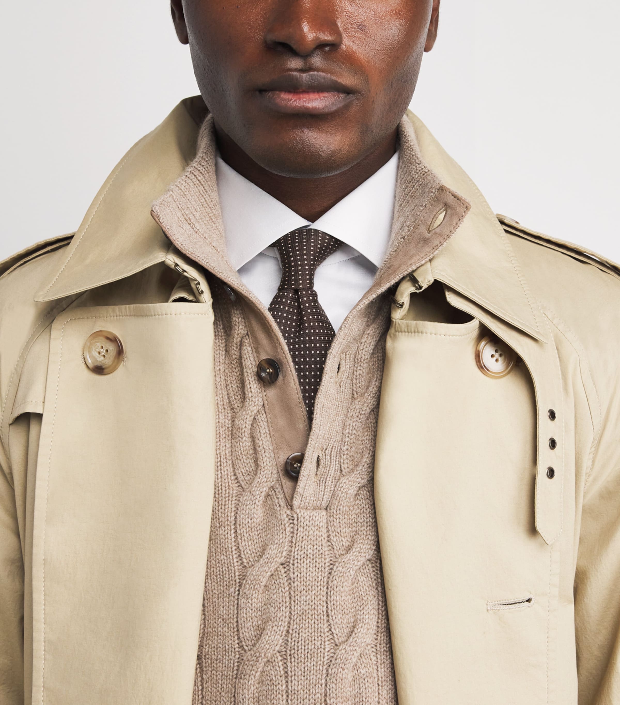 Cashmere-Silk Polka-Dot Tie BROWN Image 2