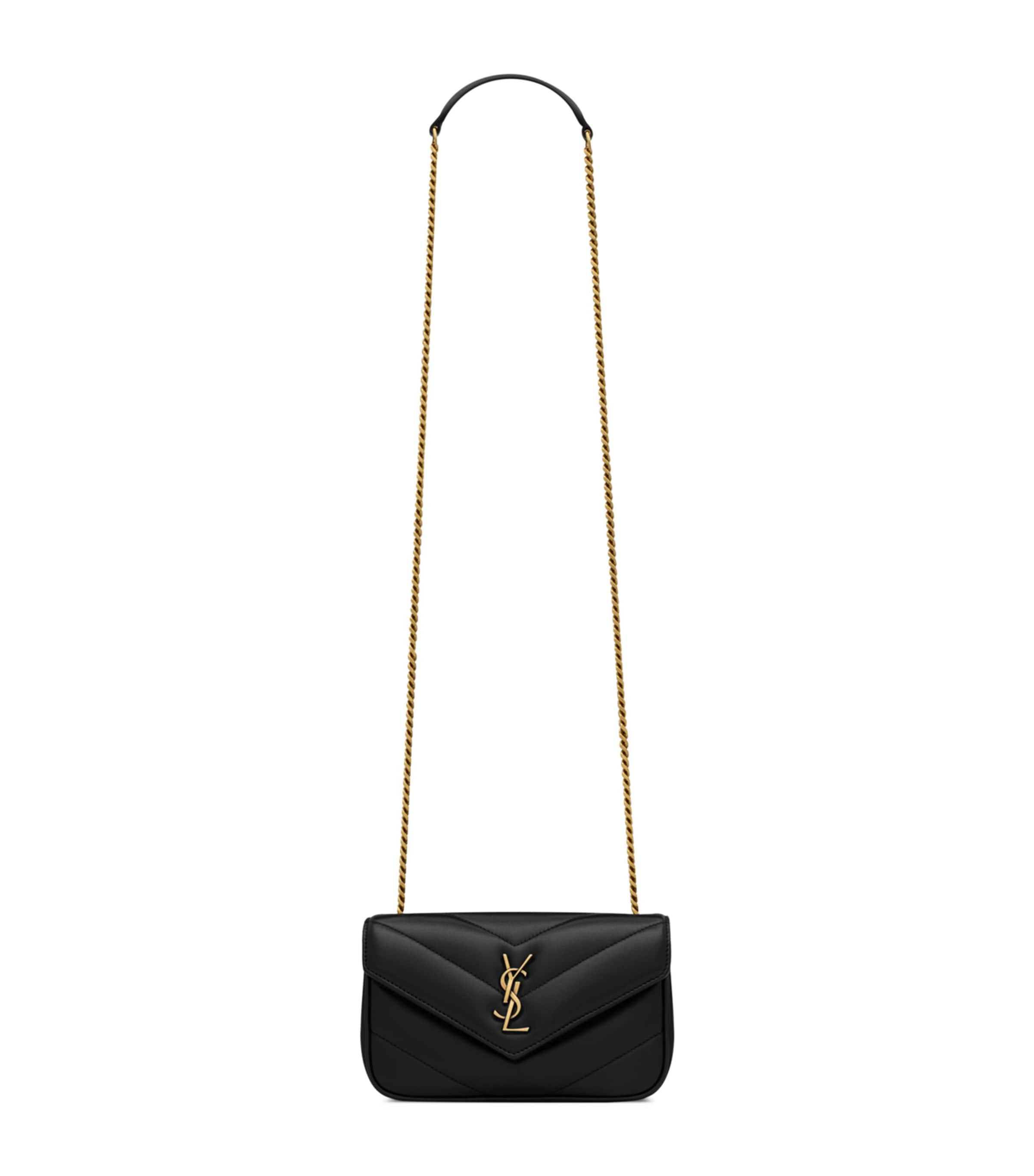 Saint Laurent Mini Leather Loulou Shoulder Bag | Harrods US