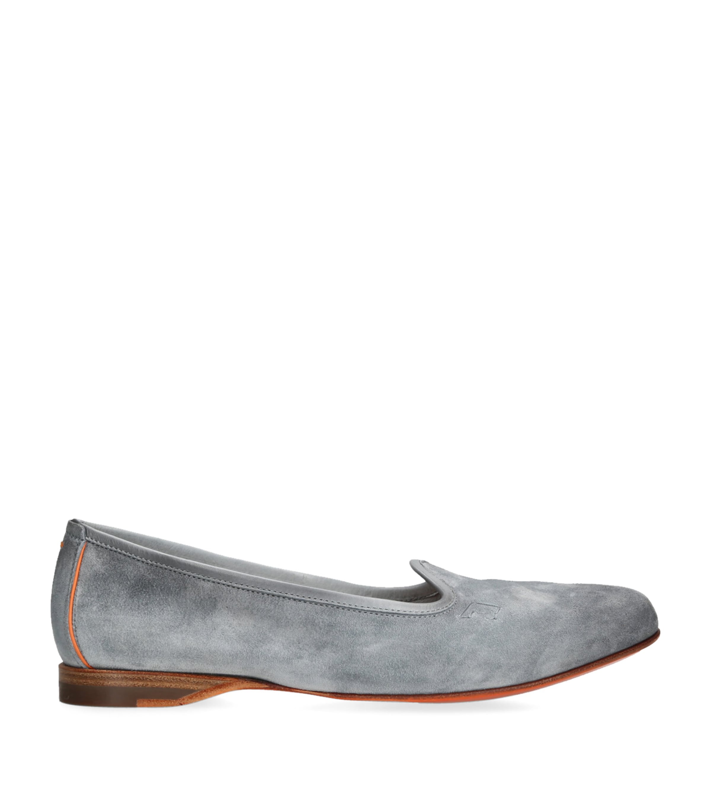 Santoni Women's Light Blue Suede Loafer In Blue