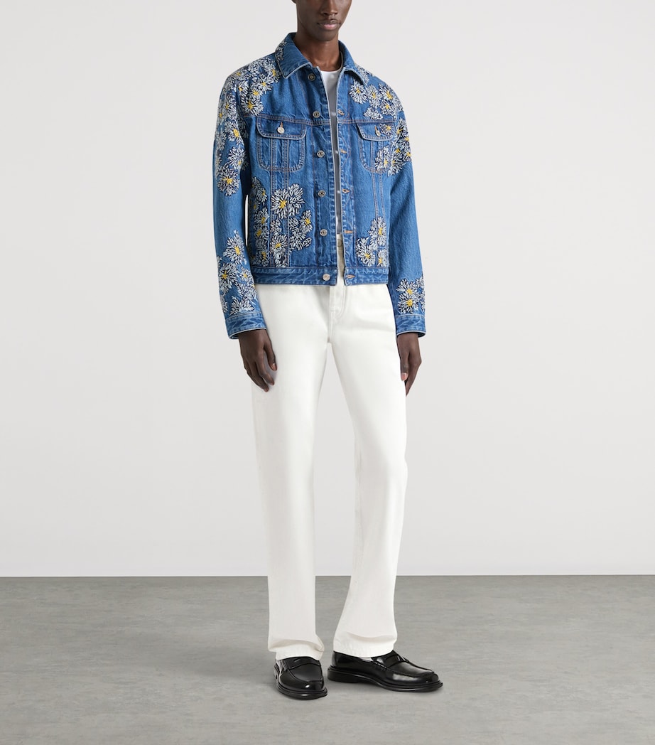 Givenchy Mens Floral Embroidered Denim Jacket Image 2