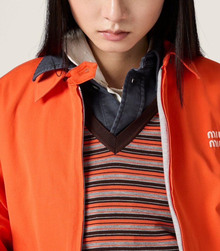 Miu Miu Womens Cotton Poplin Blouson Jacket Orange Image 4
