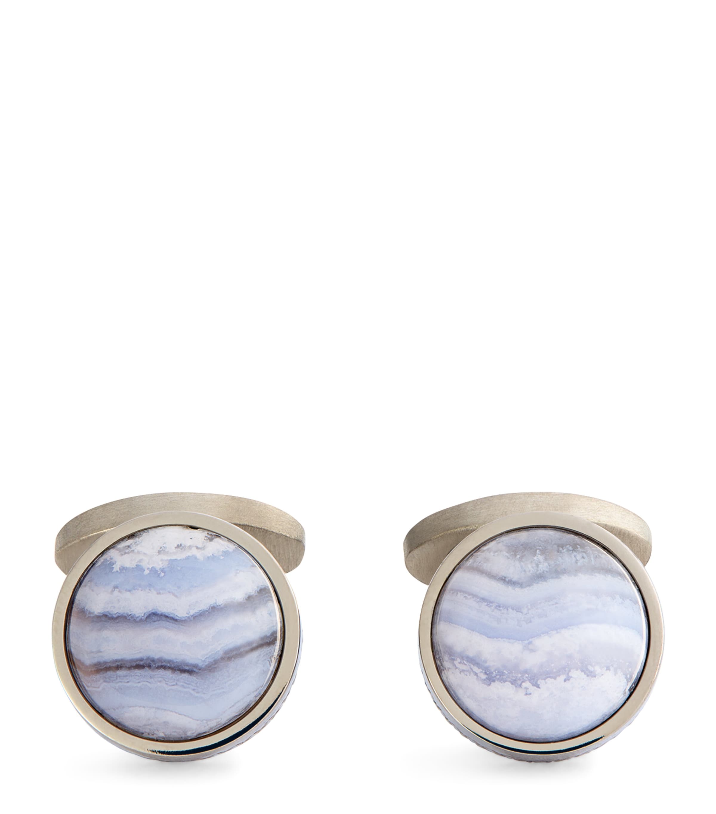 Tateossian Agate Circular Cufflinks In Silver