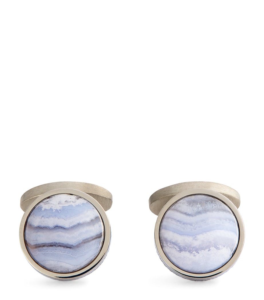 Agate Circular Cufflinks SILVER Image 1