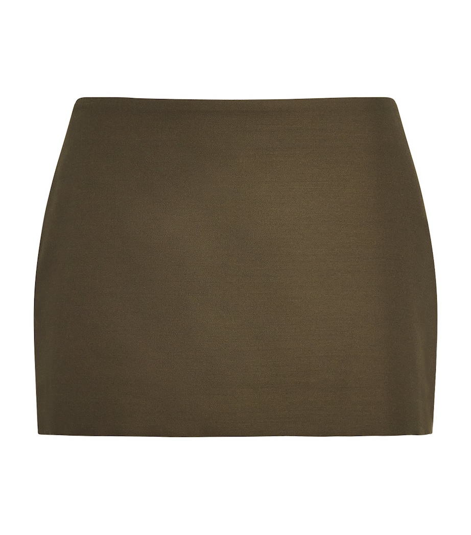 Khaite Womens Leather Jett Mini Skirt Dark Olive Image 1