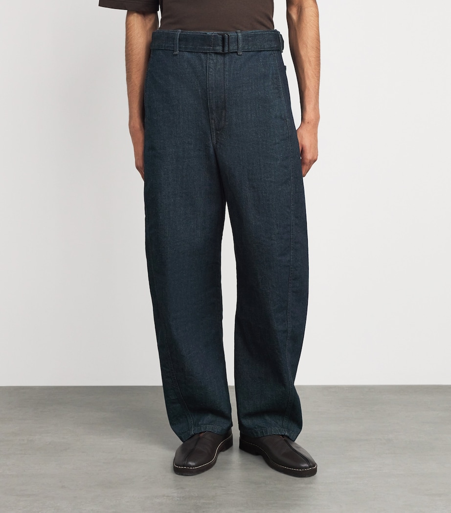 Lemaire Mens Twisted Belted Jeans Denim Indigo/ Image 4