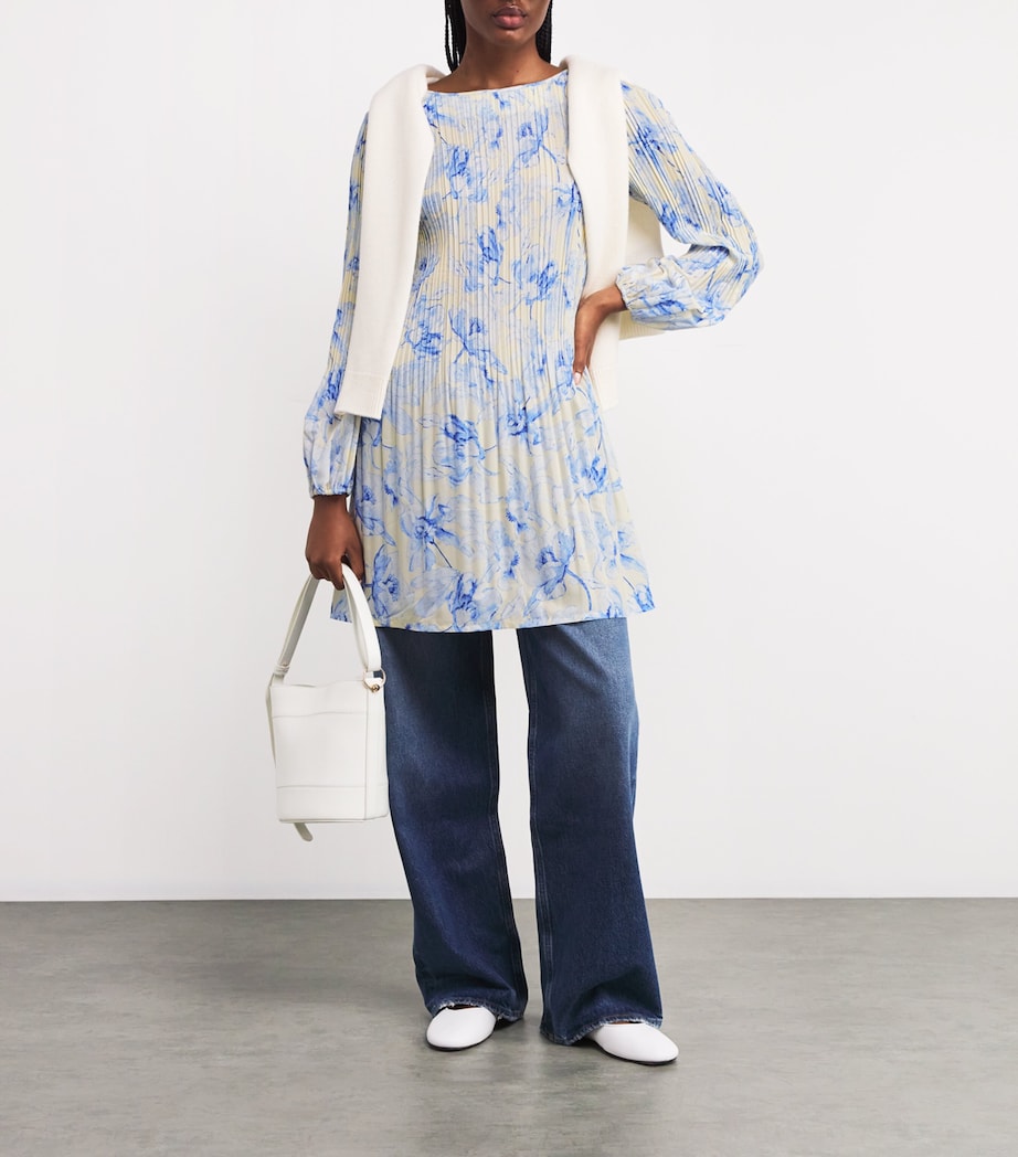 Pleated Floral Midi Dress BLUE FLOWER Image 6