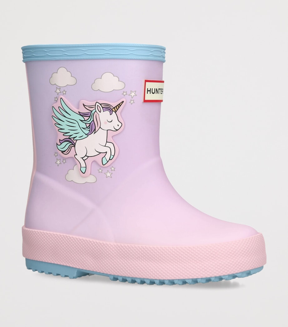 Hunter Kids First Unicorn Wellington Boots Purple Image 3