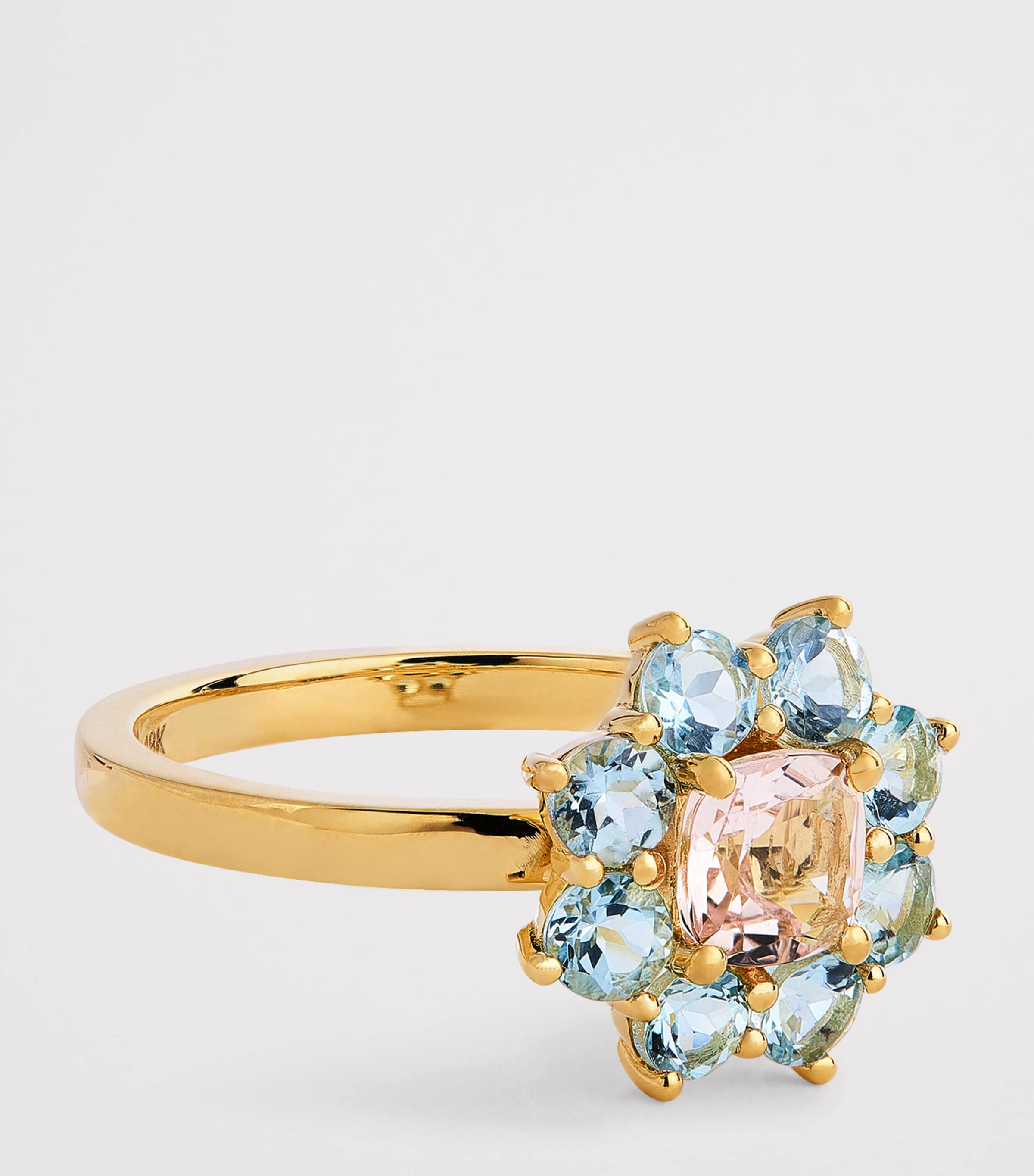 Yellow Gold and Aquamarine Flower Ring YELLOW GOLD Image 4