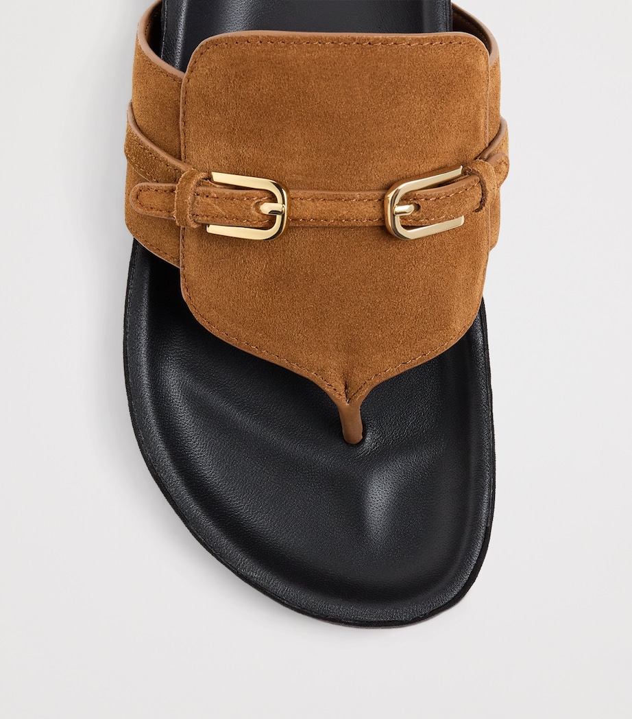 Sandro Paris Suede-Leather Platform Flip Flops Brown Image 6