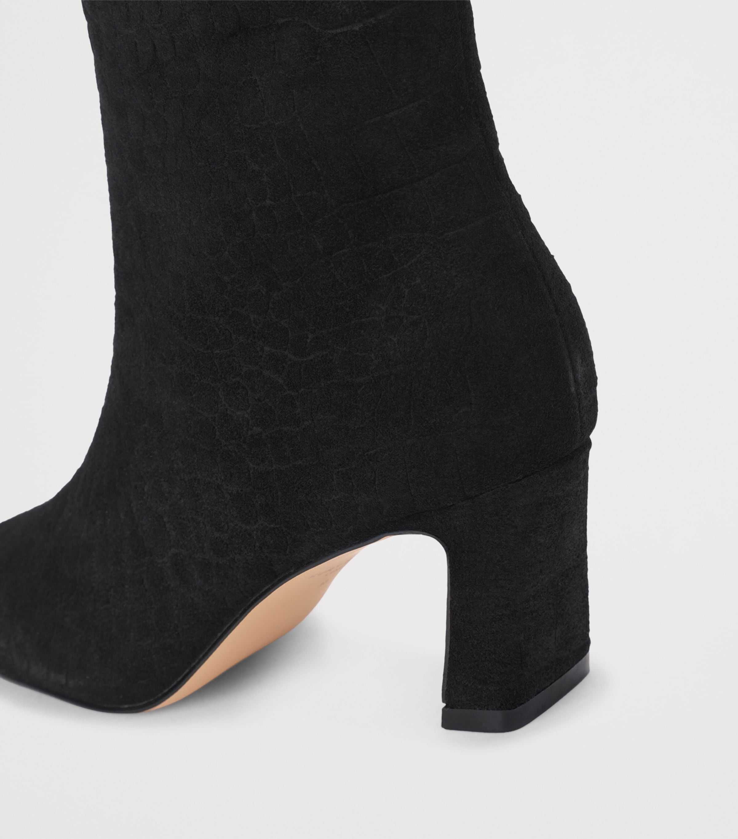 Kurt Geiger London Suede Croc Print Billy Ankle Boots Black Image 4