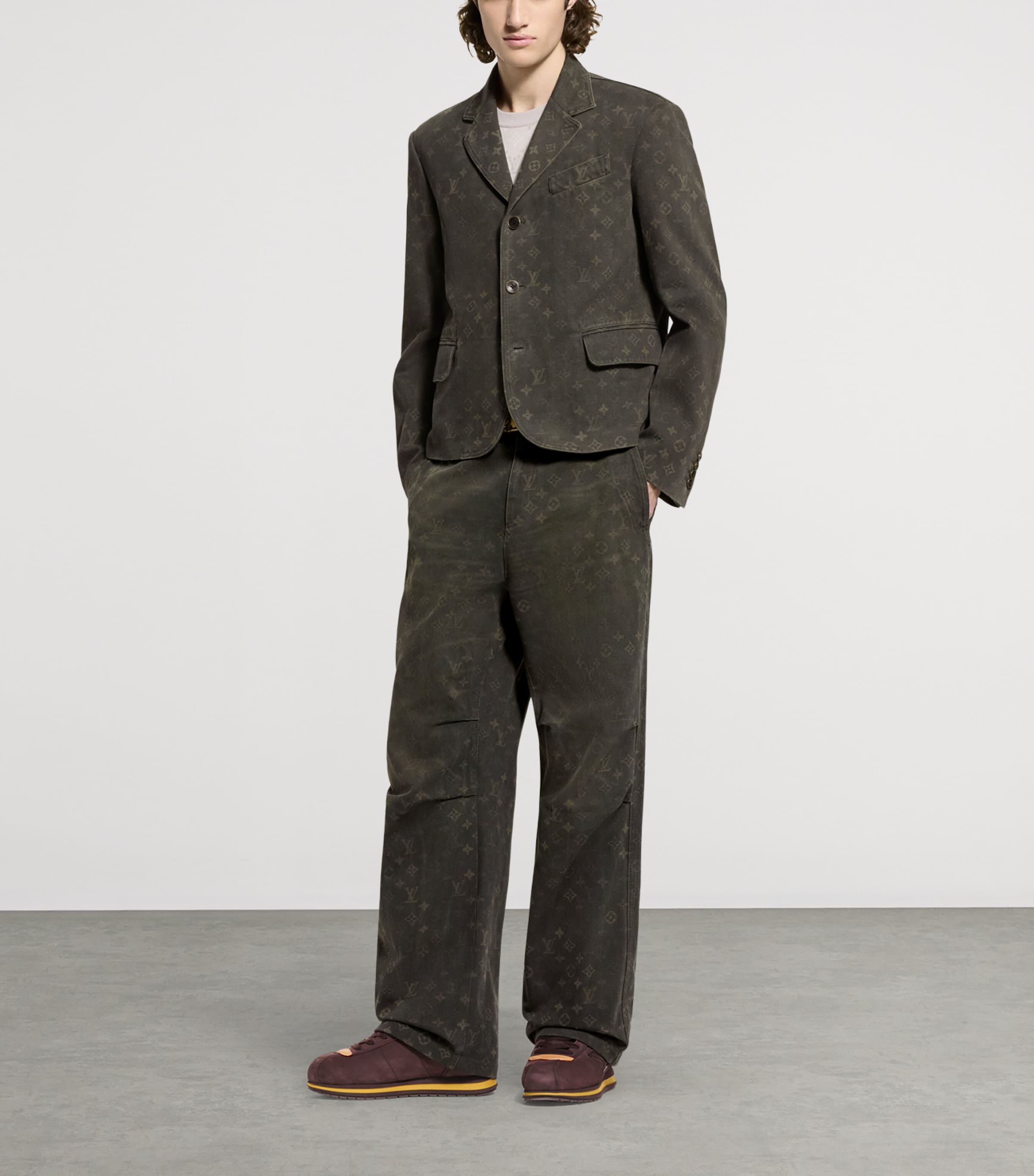 Waxed Denim Trousers DARK KHAKI GREEN Image 4