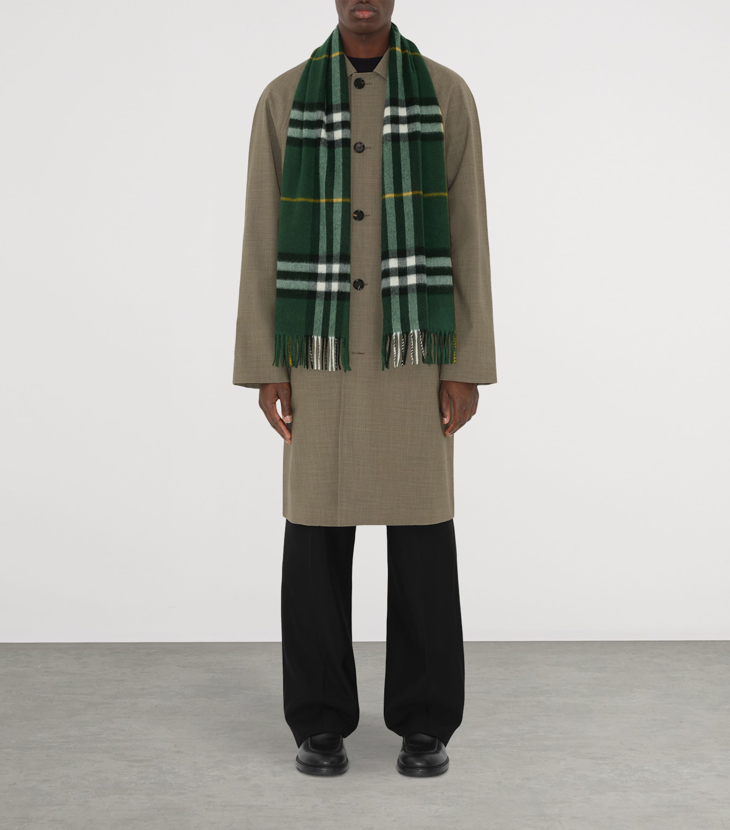 Cashmere Check Scarf DARK FERN GREEN Image 4