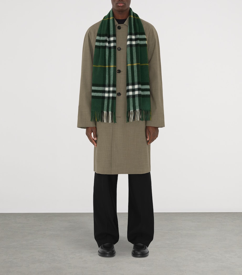 Cashmere Check Scarf DARK FERN GREEN Image 4