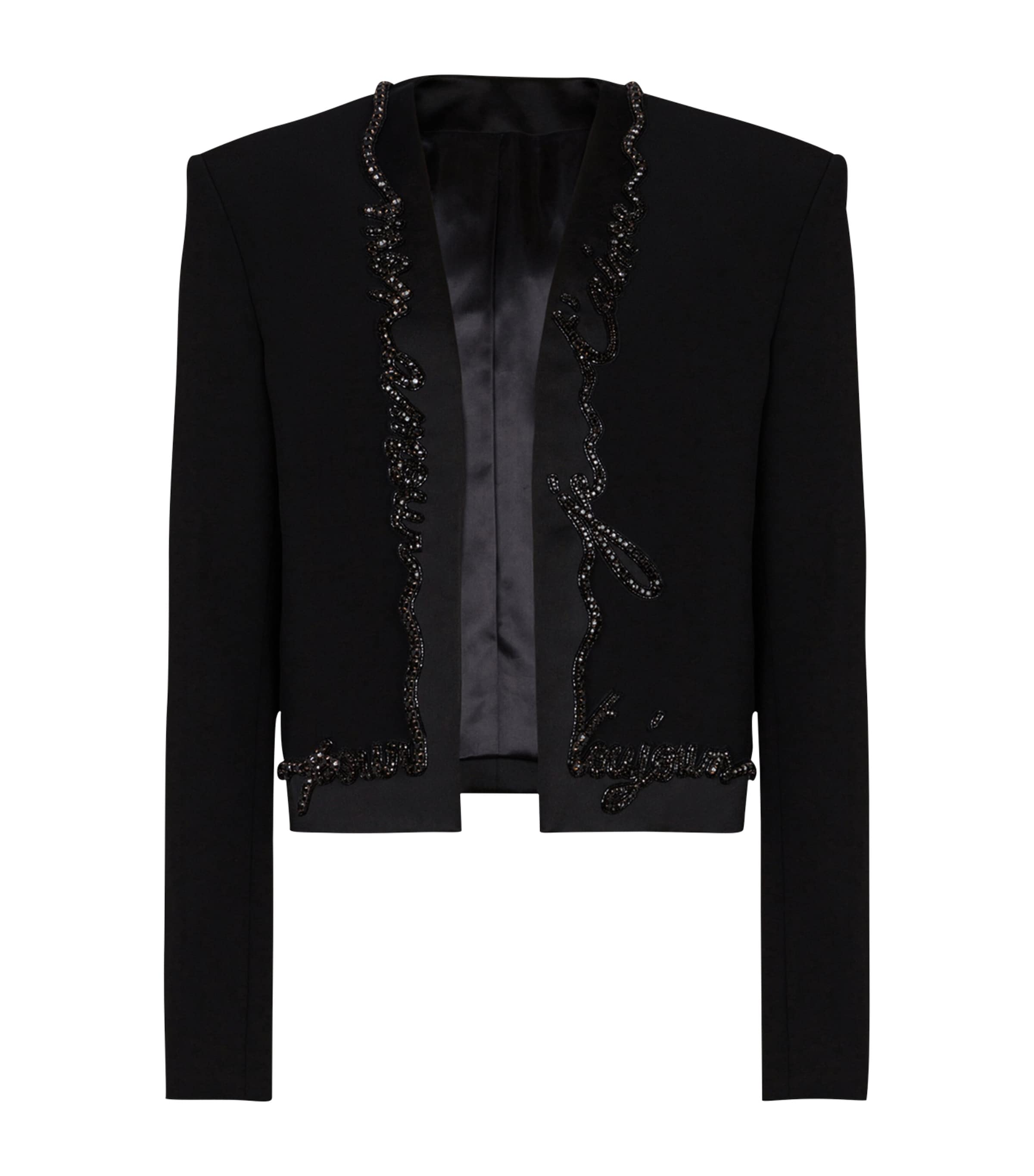Balmain Crepe Embroidered Cropped Jacket | Harrods US