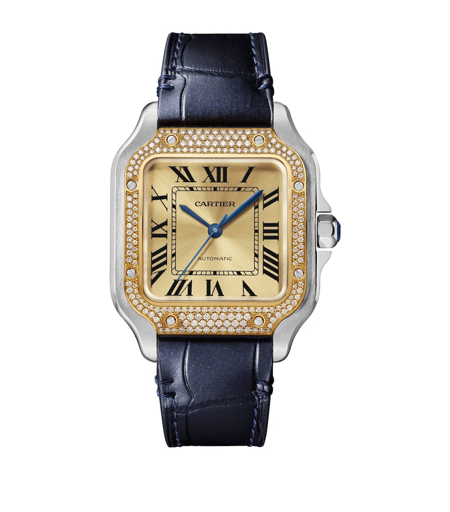 Stainless Steel and Diamond Santos de Cartier Watch 41.9mm GOLD Image 2