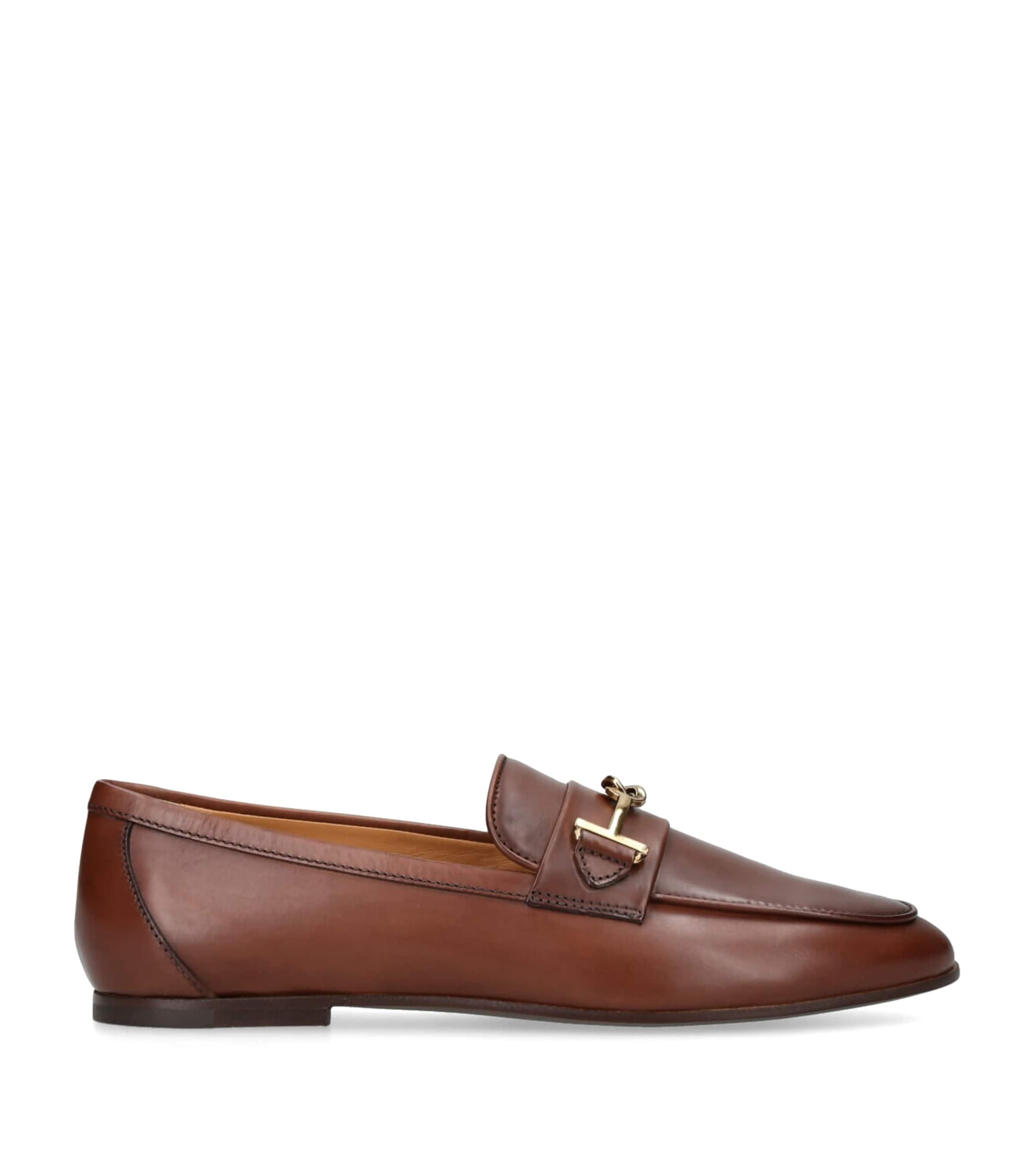 Shop Tod's Leather Chain-detail Loafers In Brown