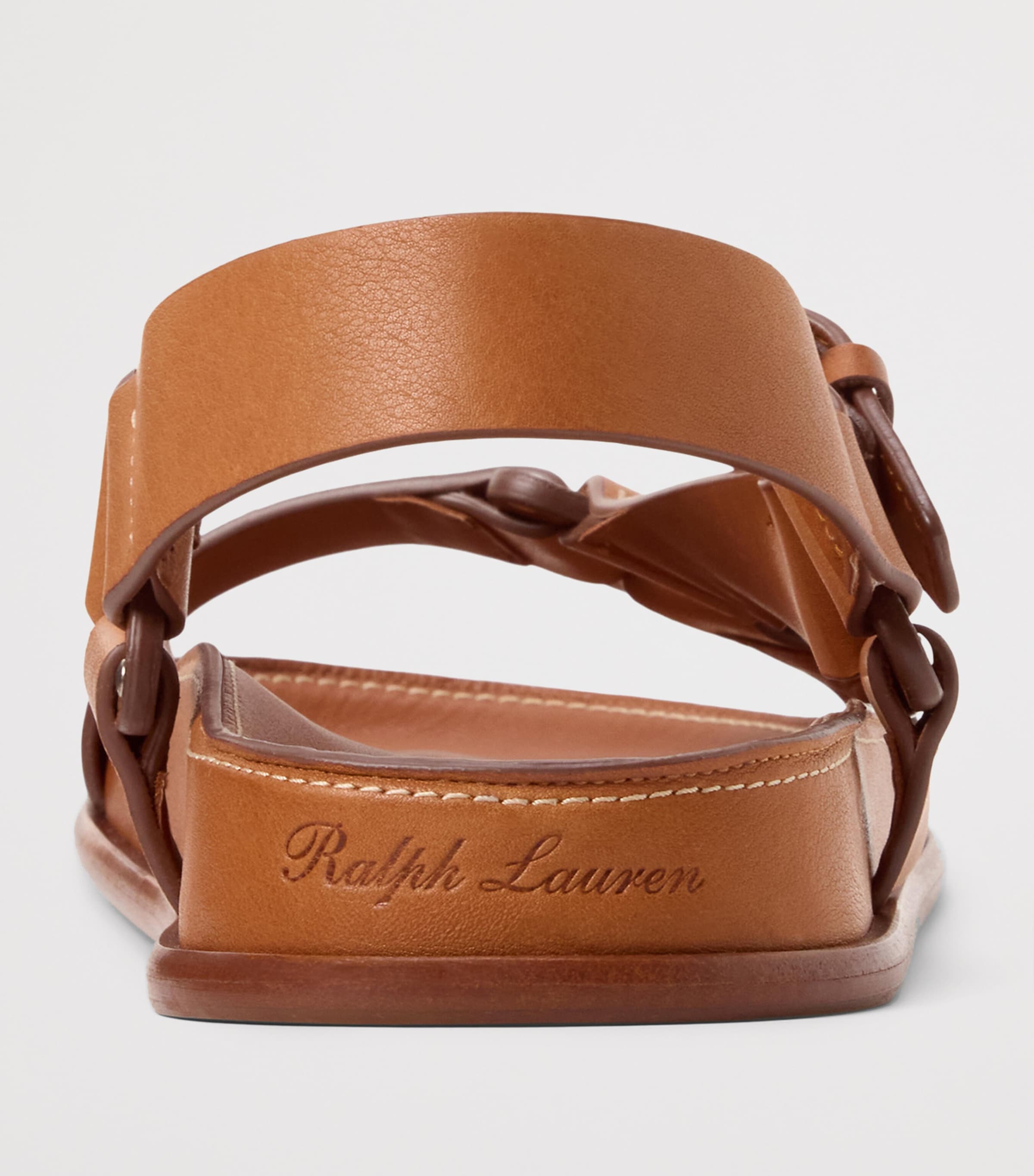 Leather Nolen Flat Sandals RL GOLD Image 4