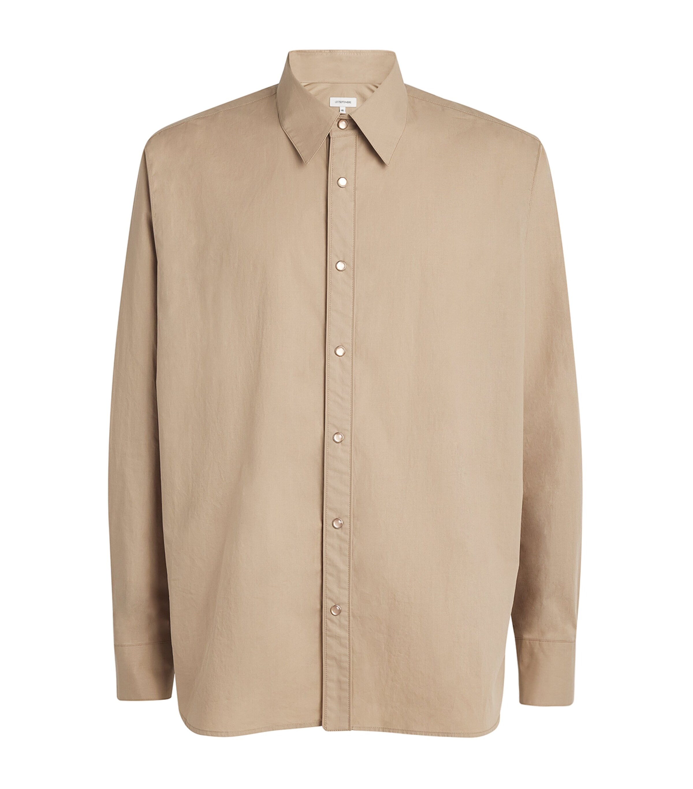 Le 17 Septembre Mens Cotton Press-Stud Shirt Beige Image 1