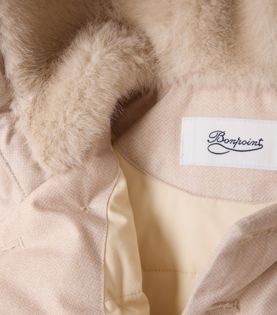 Bonpoint Faux Fur-Lined Hooded Coat (6-18 Months) Beige Chine Image 5
