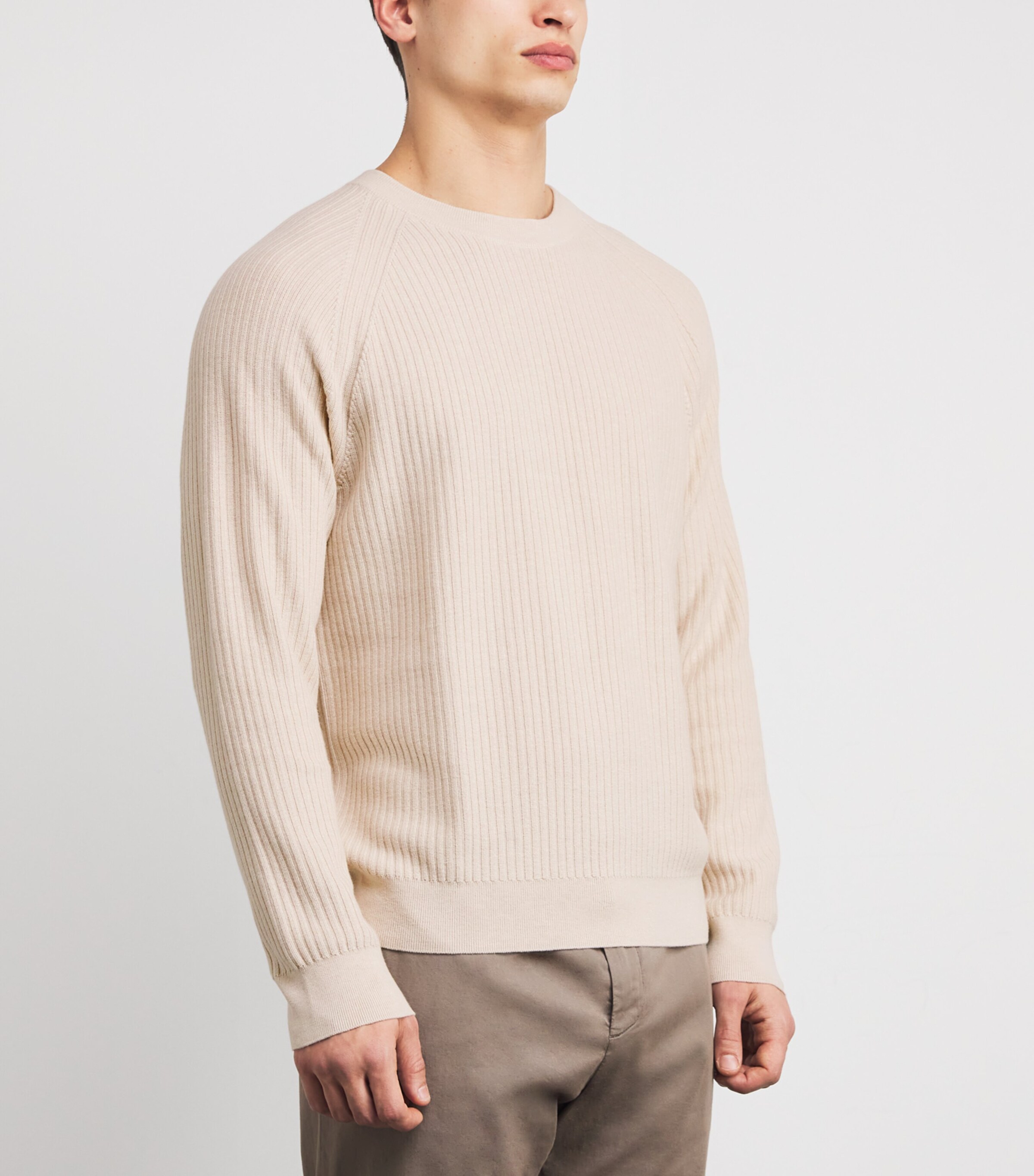 Merino-Cotton Crew-Neck Sweater WHITE-06 Image 3