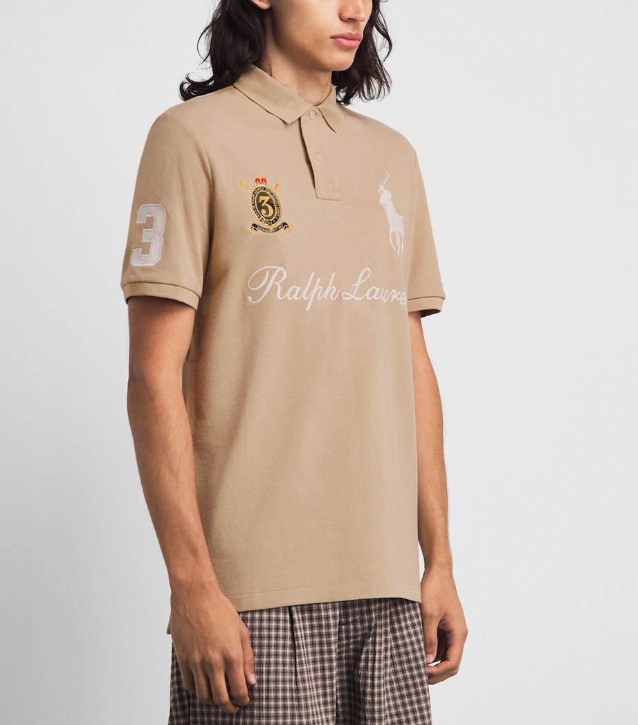 Polo Ralph Lauren Mens Mesh Signature Logo Polo Shirt Vintage Khaki Image 4