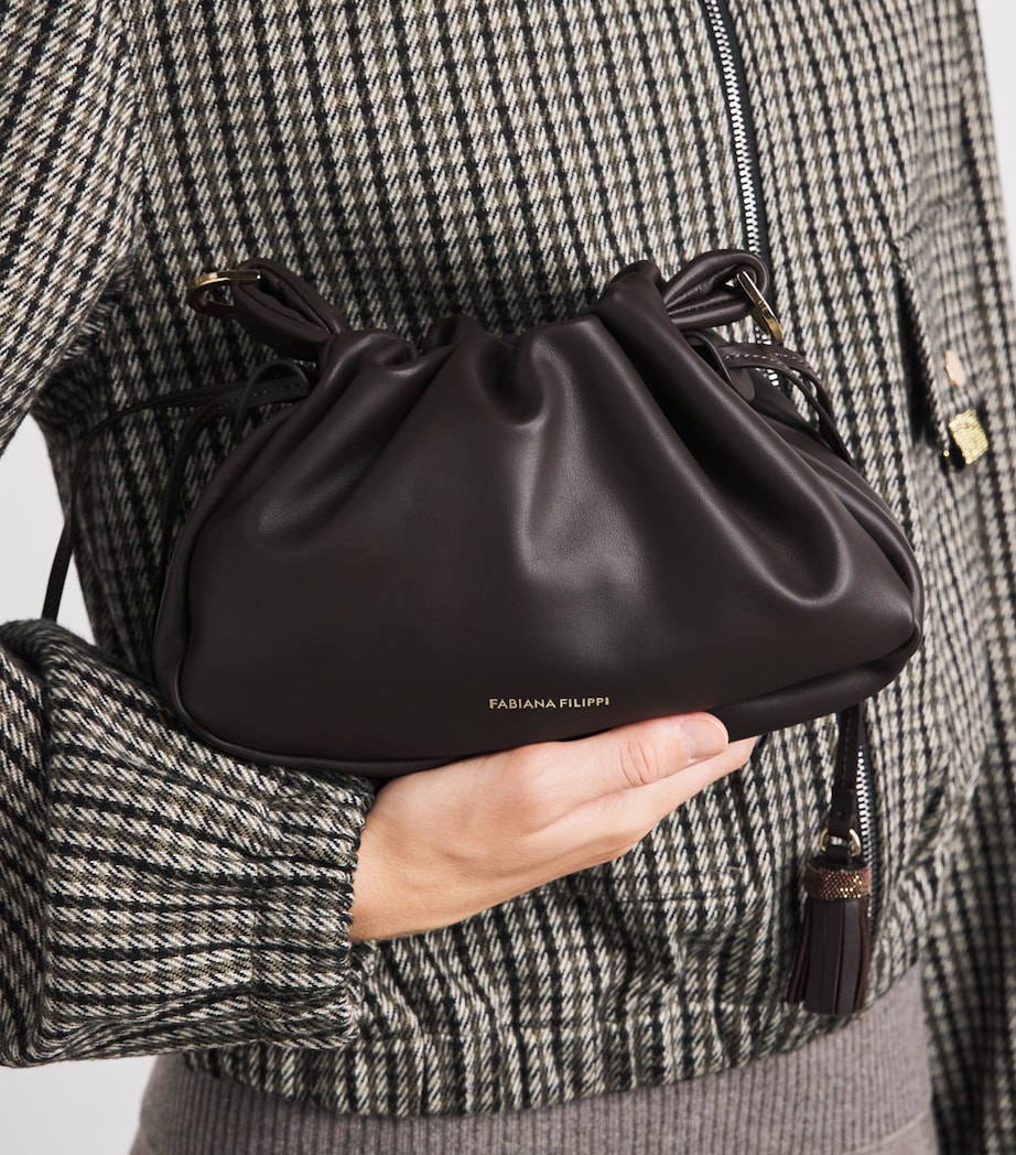 Fabiana Filippi Nappa Leather Muffin Clutch Bag Ebano Image 4