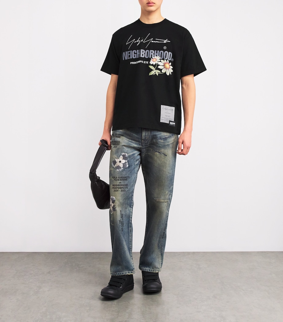 Yohji Yamamoto Mens x Neighborhood Cotton Graphic T-Shirt Black Image 2