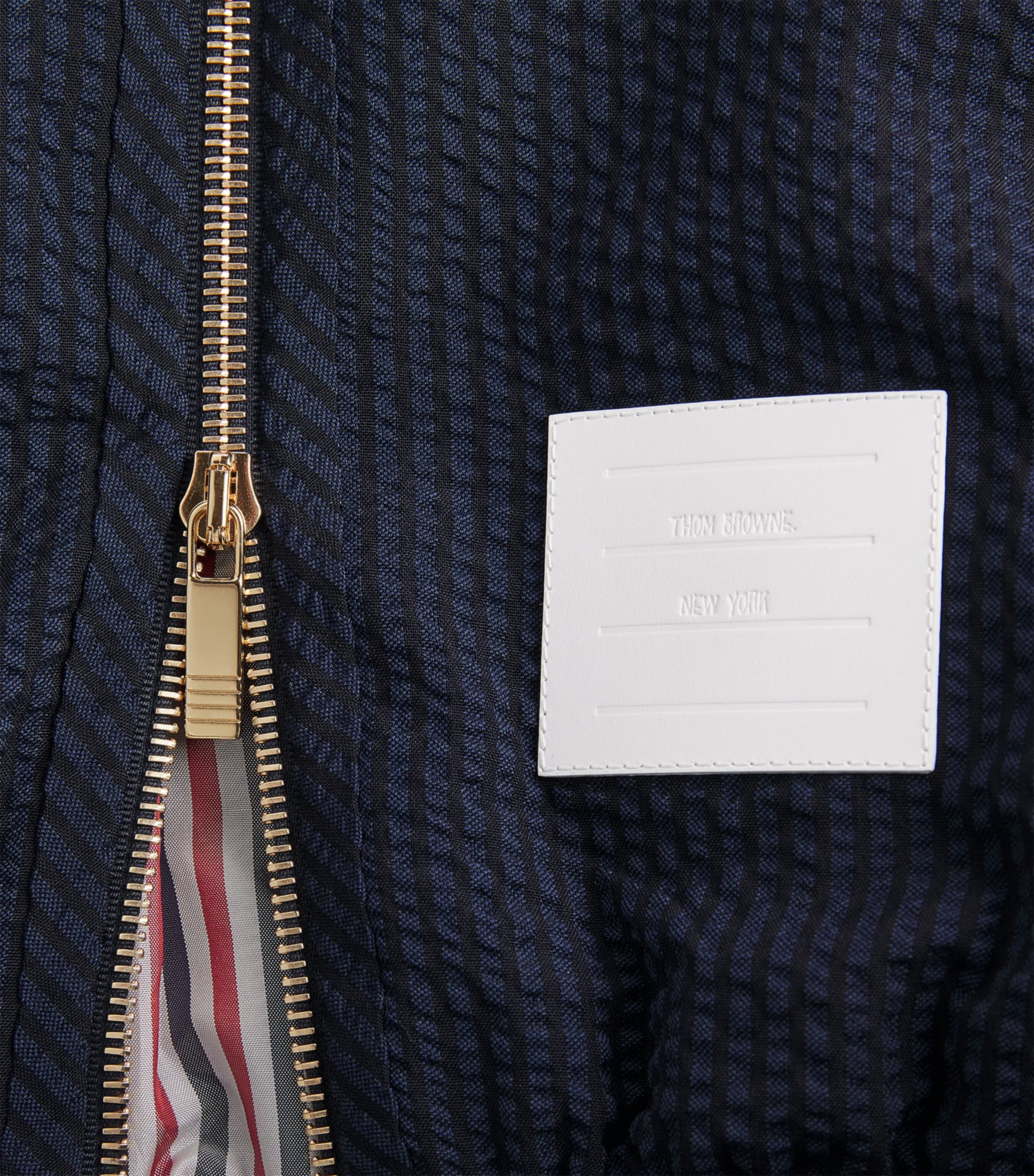 Thom Browne Womens Wool Seersucker Track Jacket Navy Image 6