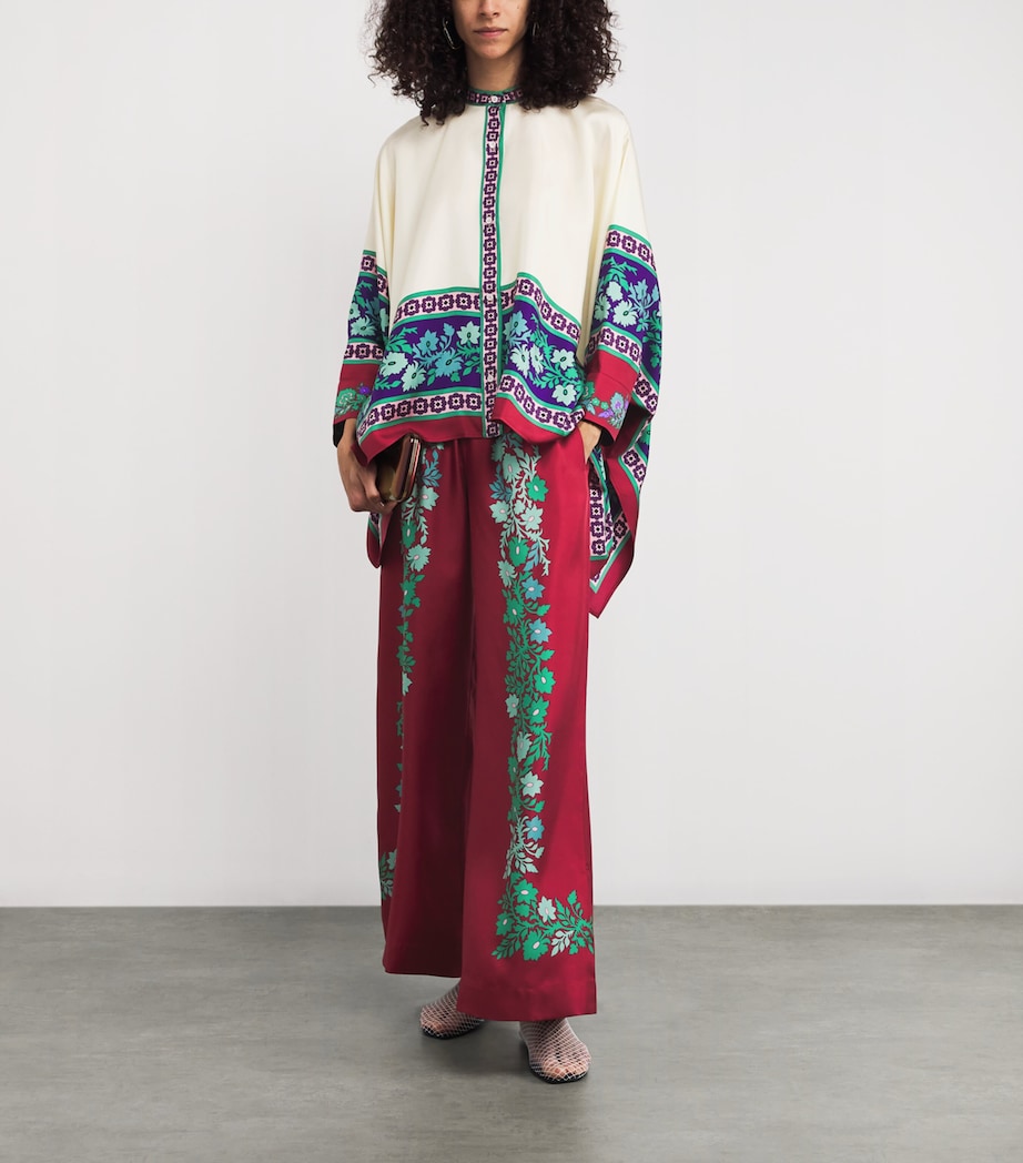 Silk Regalia Print Palazzo Trousers RE01REGALIA PLACEE Image 2