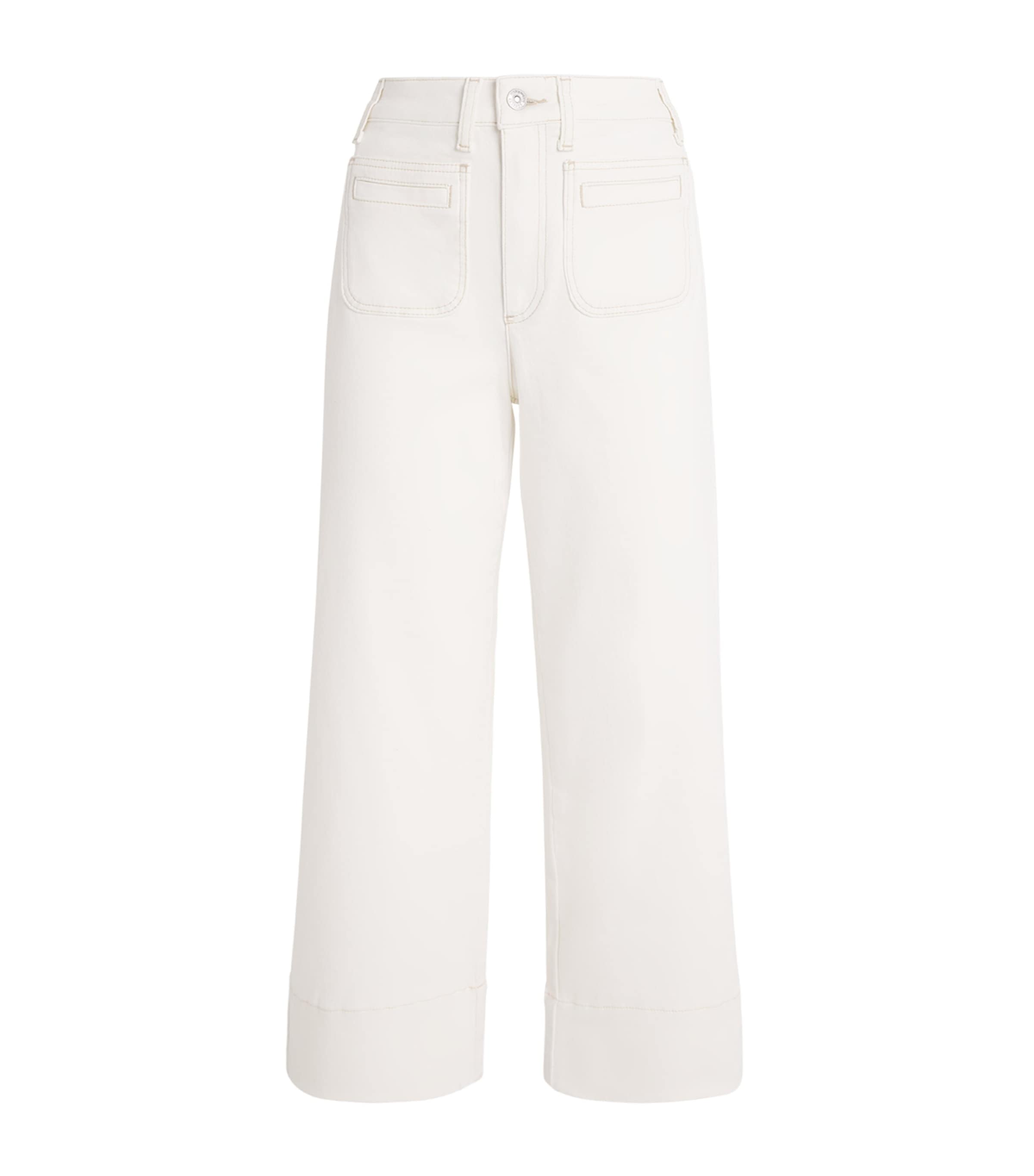 PAIGE Womens Anessa Wide-Leg Jeans Tonal Ecru Image 1
