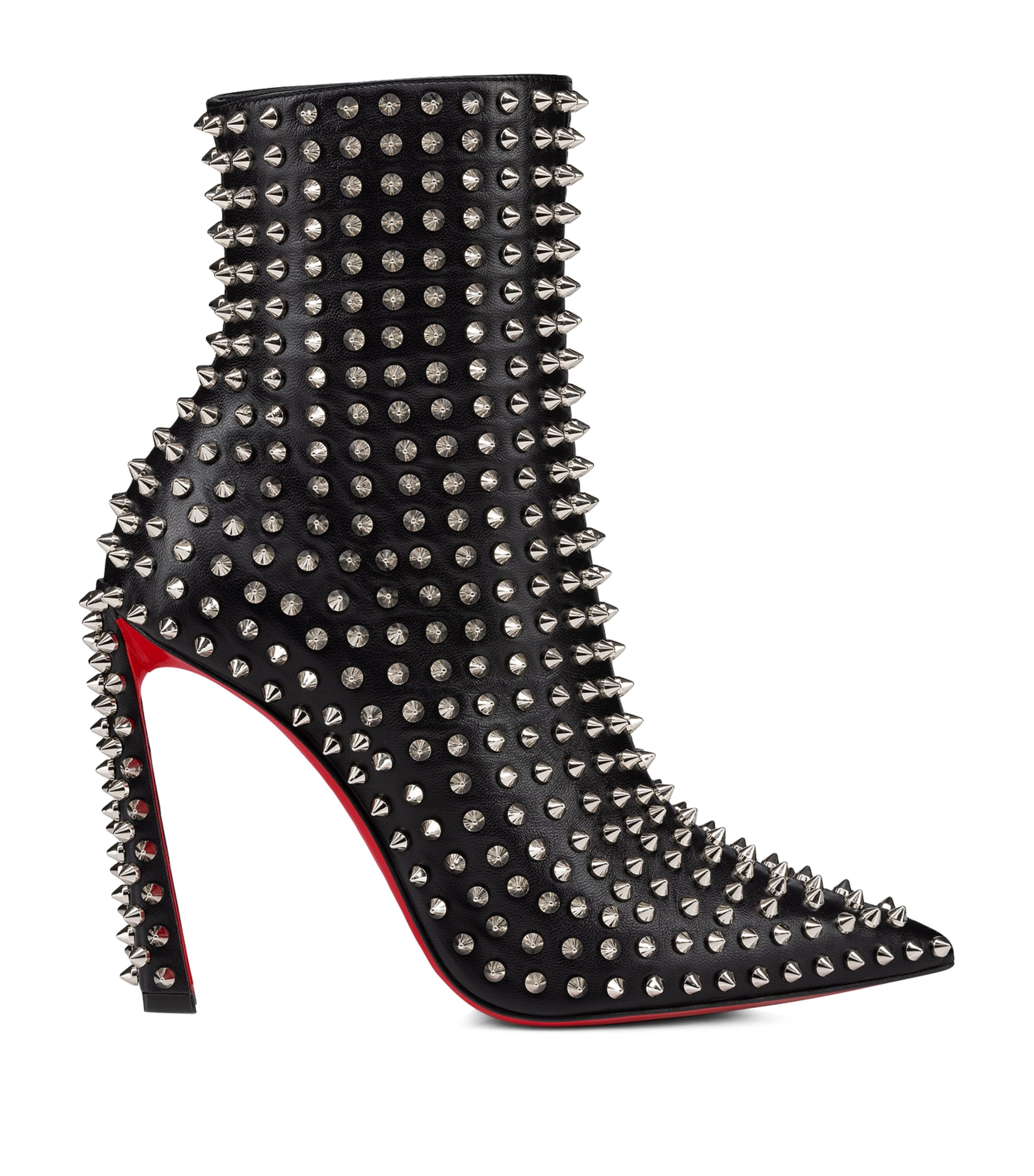 CHRISTIAN LOUBOUTIN CONDORA BOOTY SPIKED NAPPA LEATHER BOOTS 100 