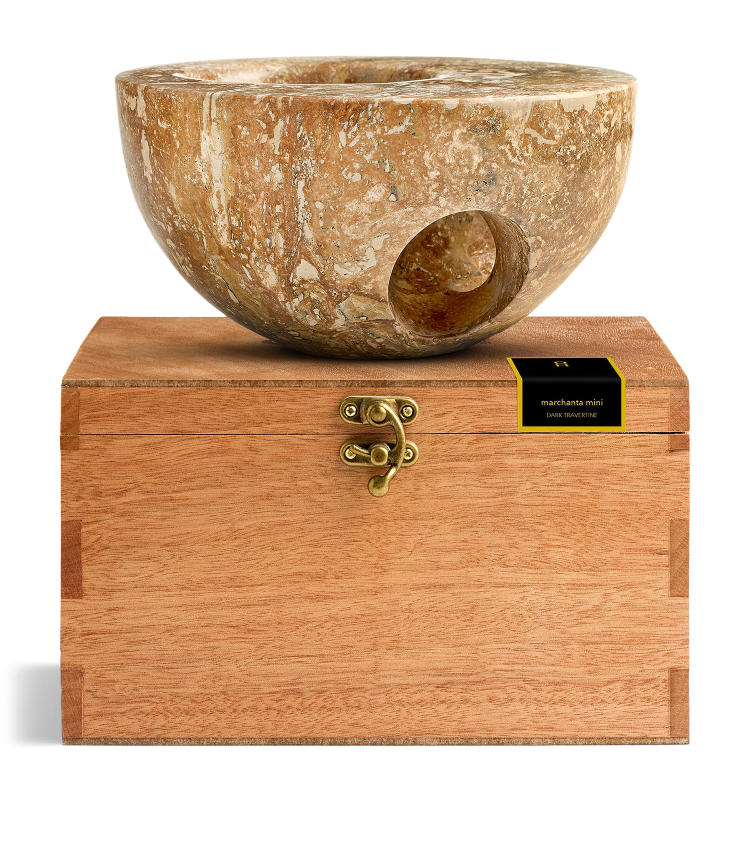 Marchanta Marchanta 01 Mini Dark Travertine Candle Holder (18cm) Sand Image 5