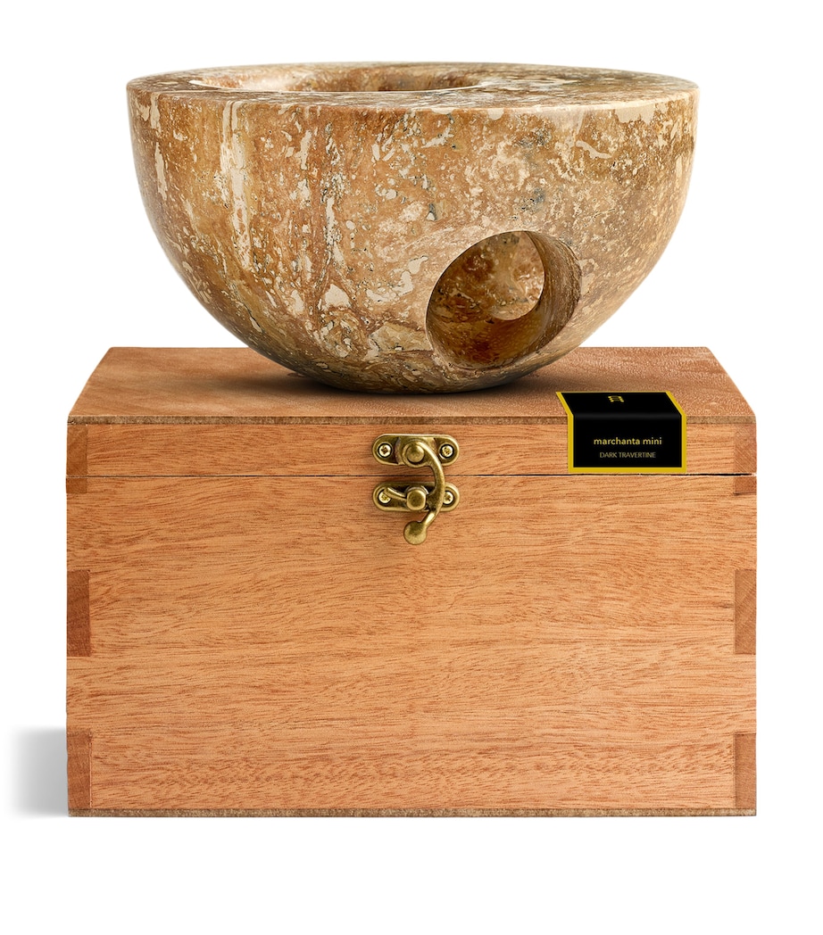 Marchanta Marchanta 01 Mini Dark Travertine Candle Holder (18cm) Sand Image 5