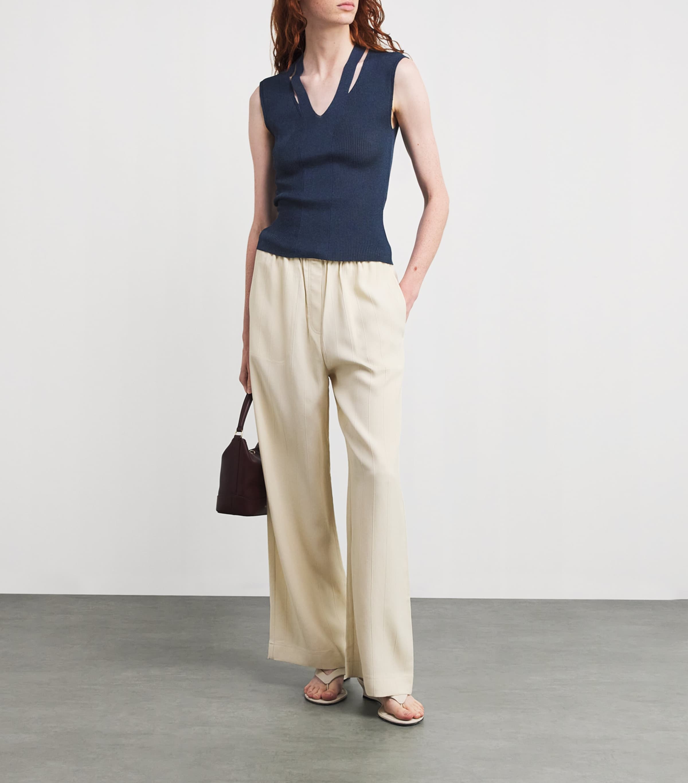 Knitted Cut-Out Top NAVY Image 2