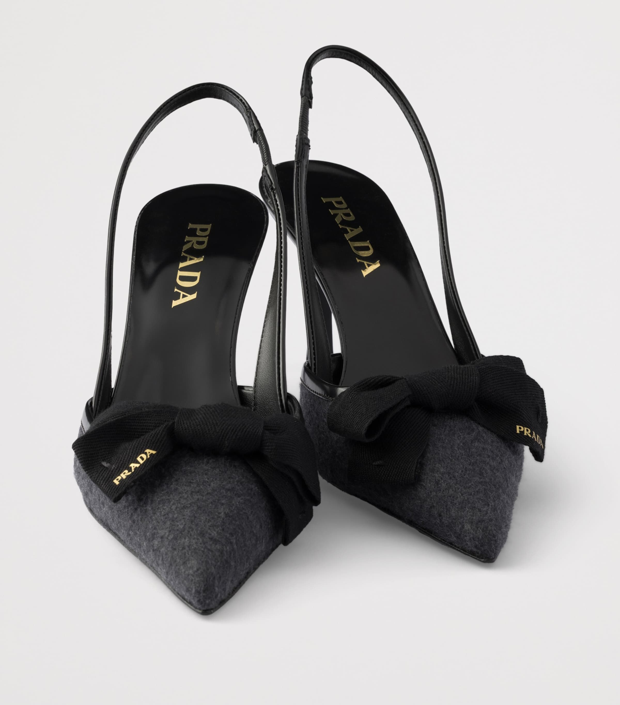 Prada Cashmere Bow-Detail Slingback Pumps 75 Grey Image 6