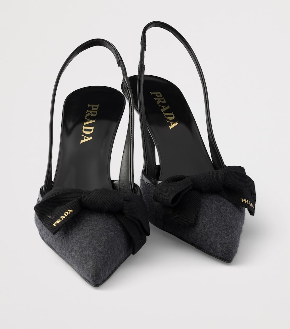 Prada Cashmere Bow-Detail Slingback Pumps 75 Grey Image 6