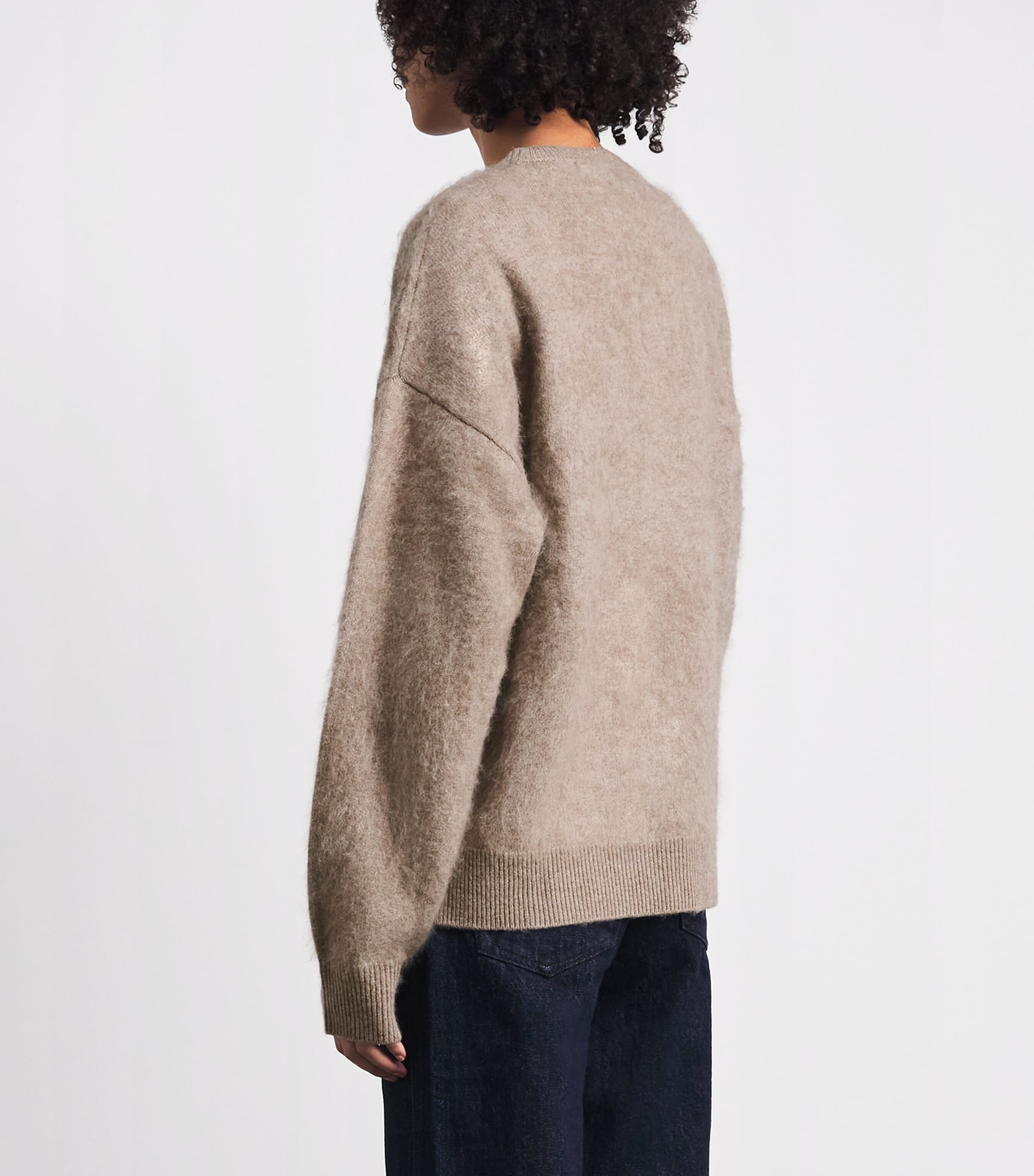 MOTHER Womens Wool-Cashmere The Biggie Sweater Wheat Image 5