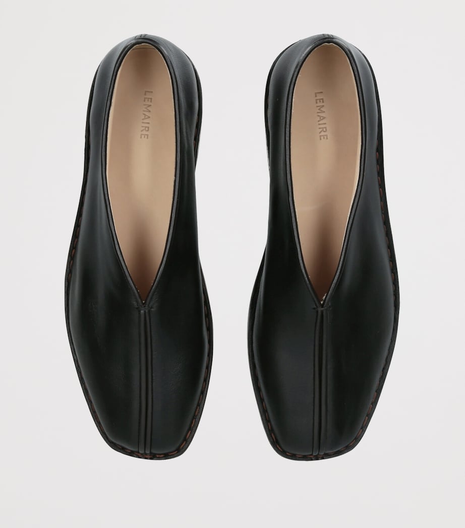 Lemaire Leather Piped Slippers Black Image 4