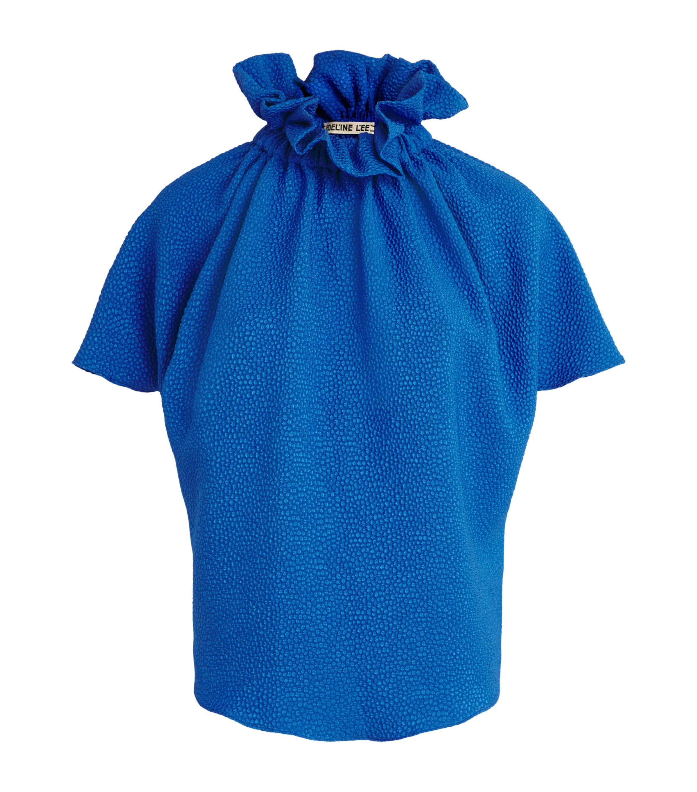 Edeline Lee Womens Jacquard Ruff Blouse Royal Blue Image 1