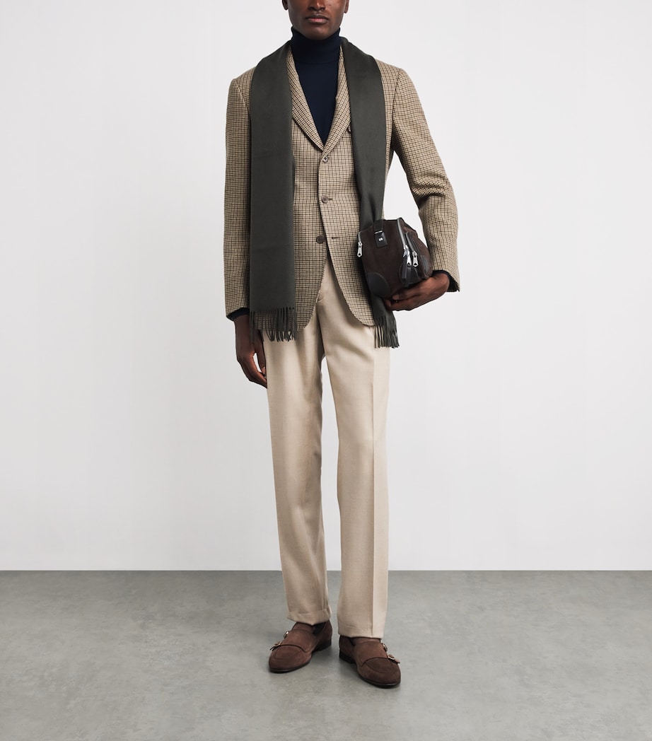 Wool-Cashmere Houndstooth Blazer CHMP/BRN Image 2