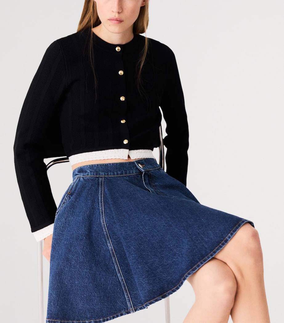 Maje Womens Cropped Cardigan Black Image 6