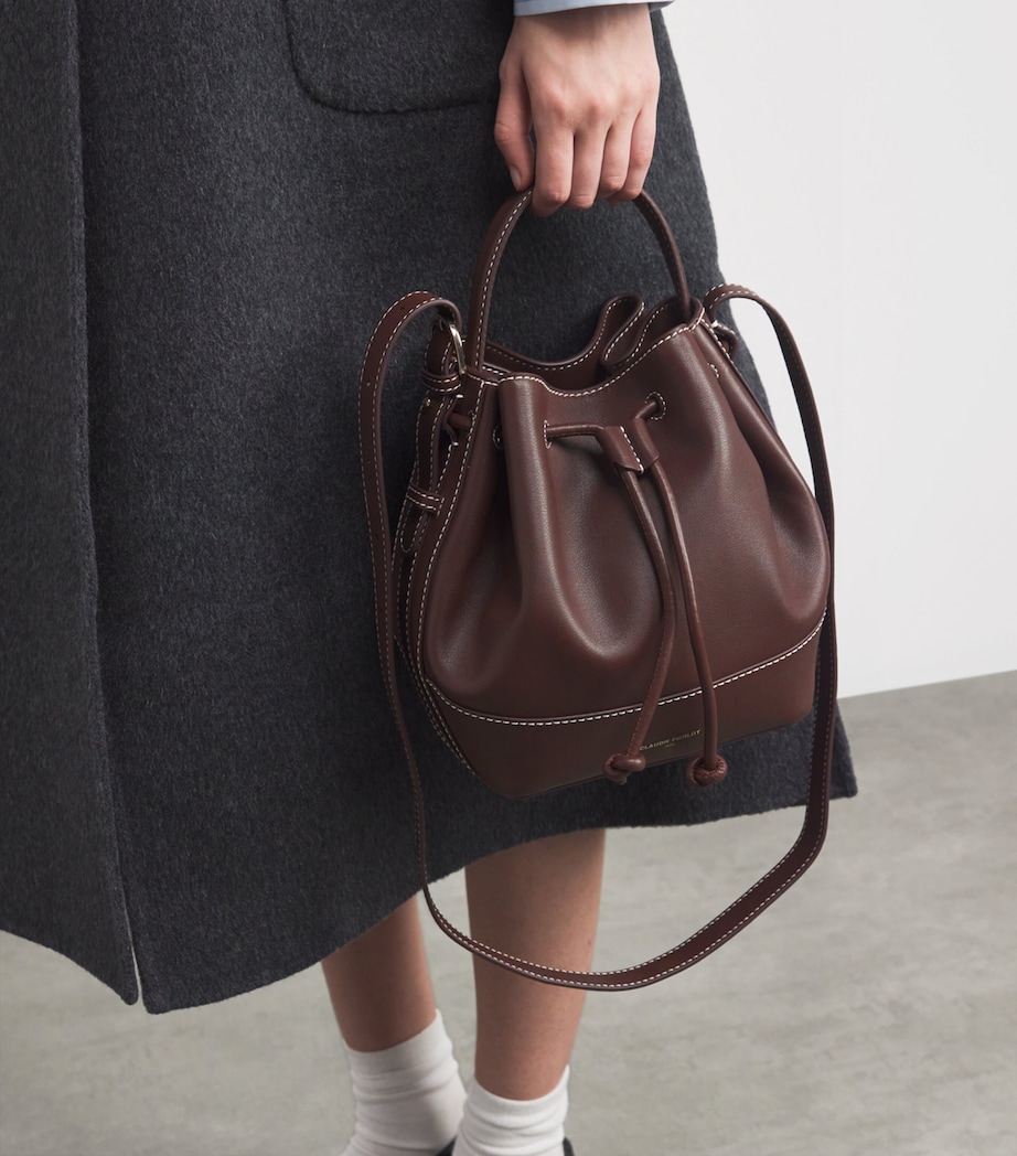 Leather Alvan Bucket Bag BURGUNDY Image 6