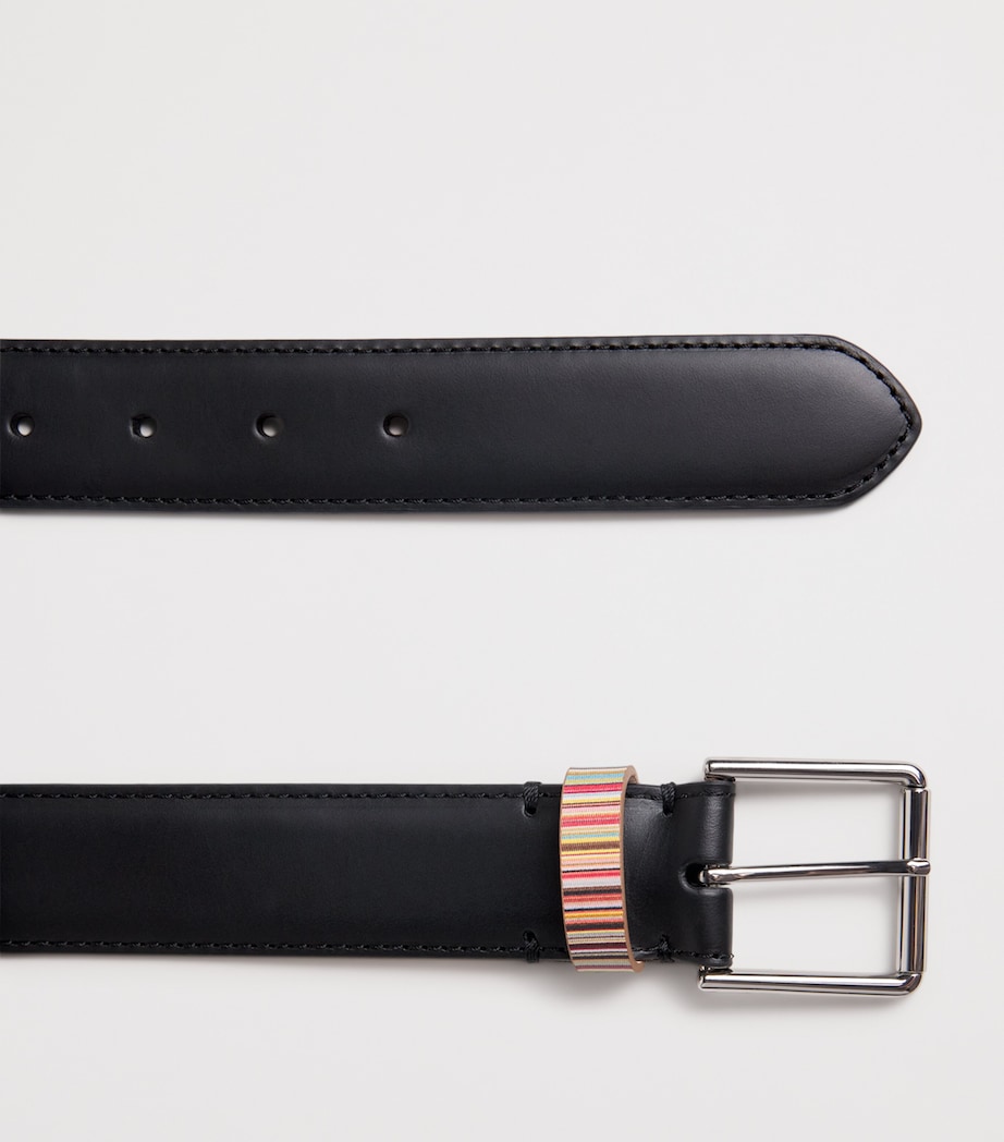 Leather Stripe Loop Belt BLACK Image 4