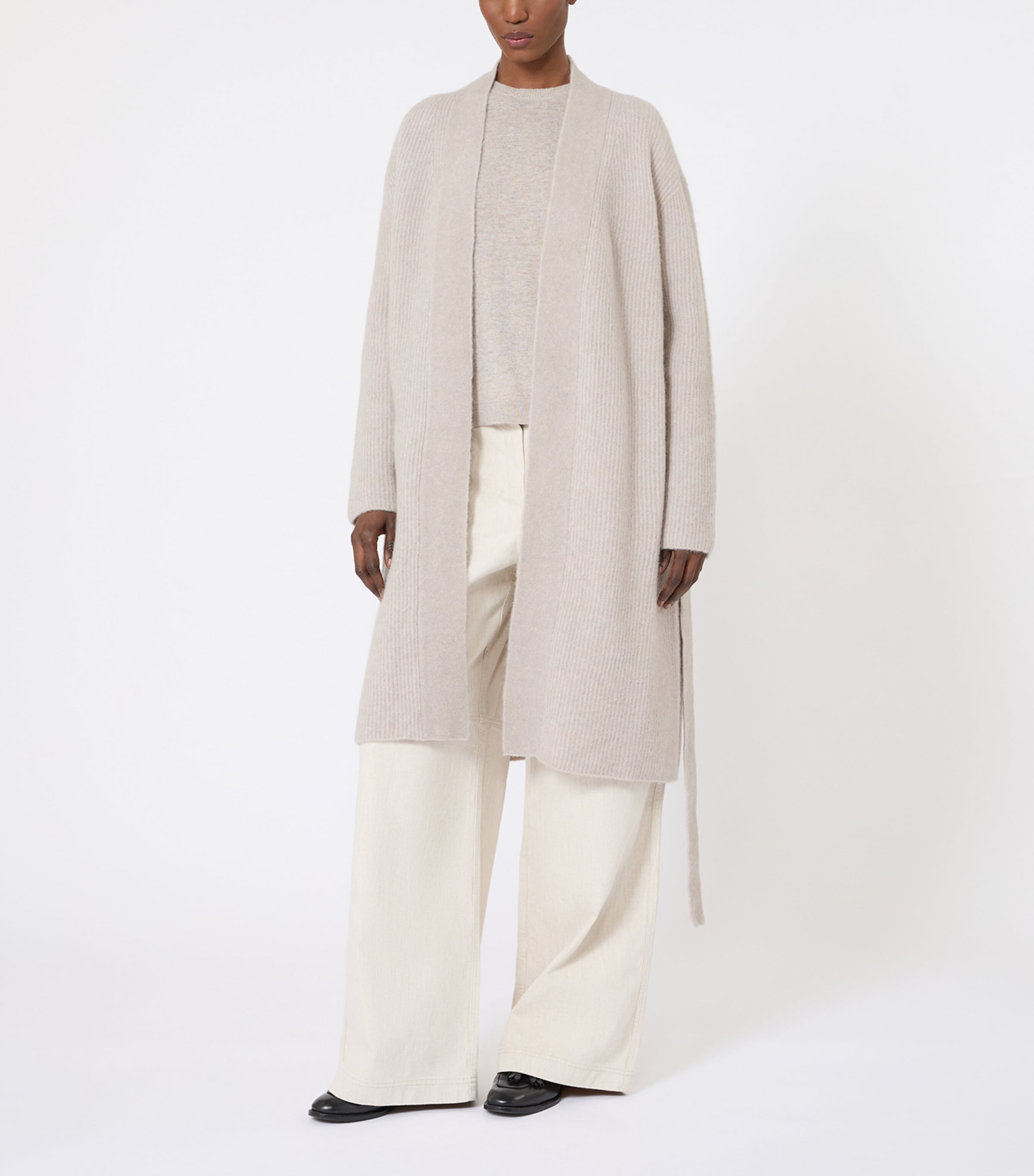 Max Mara Womens Alpaca Wool-Blend Longline Cardigan Sand Image 4