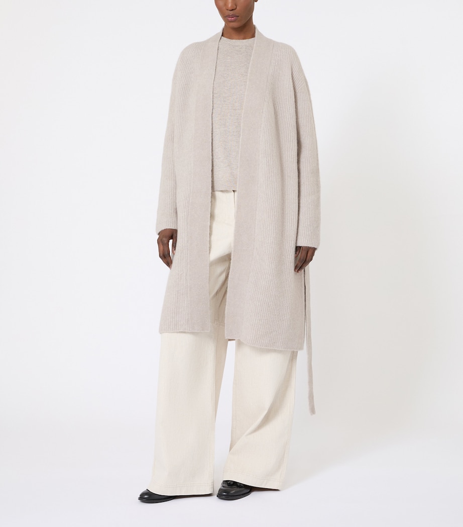 Max Mara Womens Alpaca Wool-Blend Longline Cardigan Sand Image 4