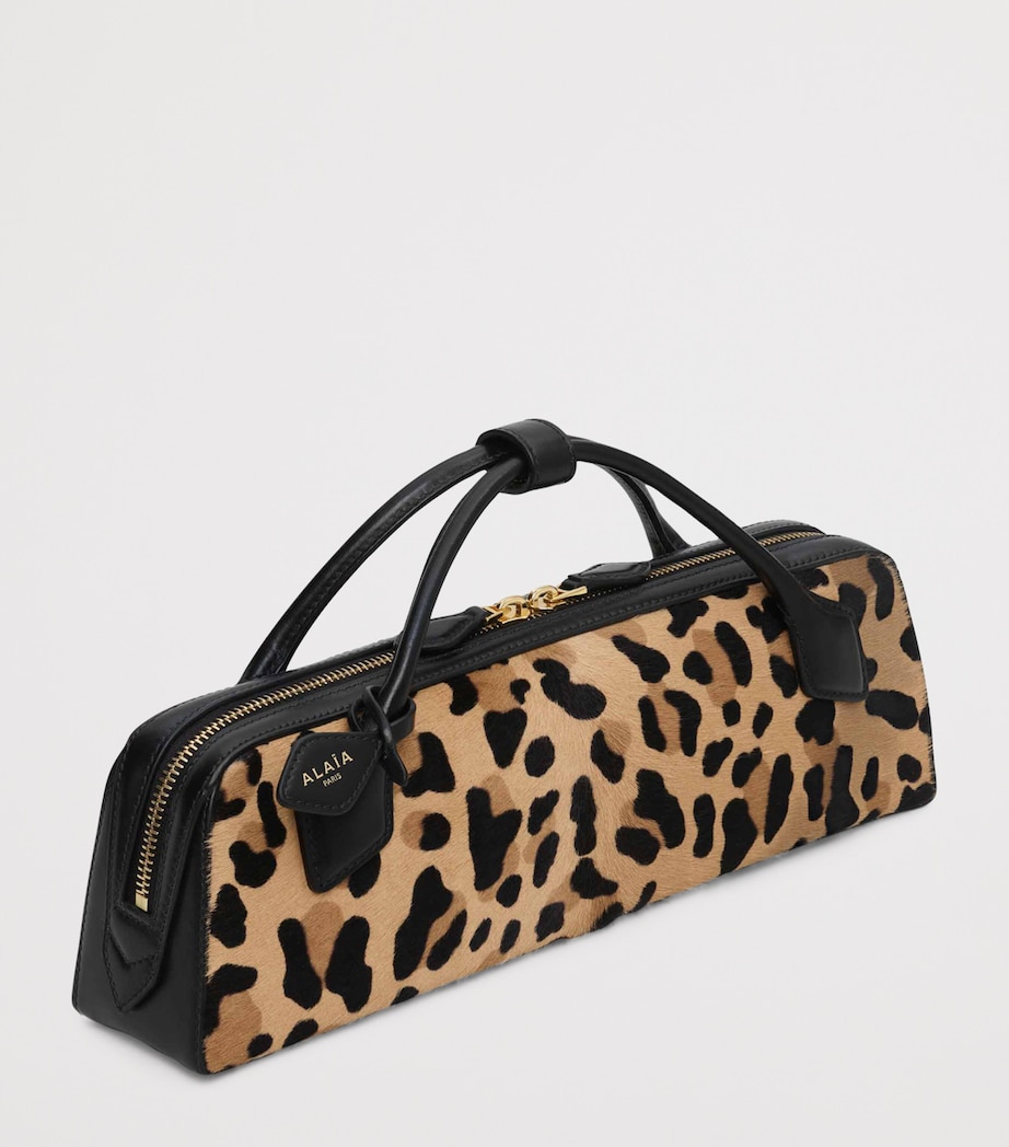 Leather Leopard Print Le Teckel Clutch Bag BRUN SEPIA Image 3
