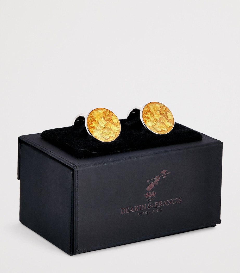 Deakin & Francis Sterling Silver Summer Haze Enamel Cufflinks Orange Image 3