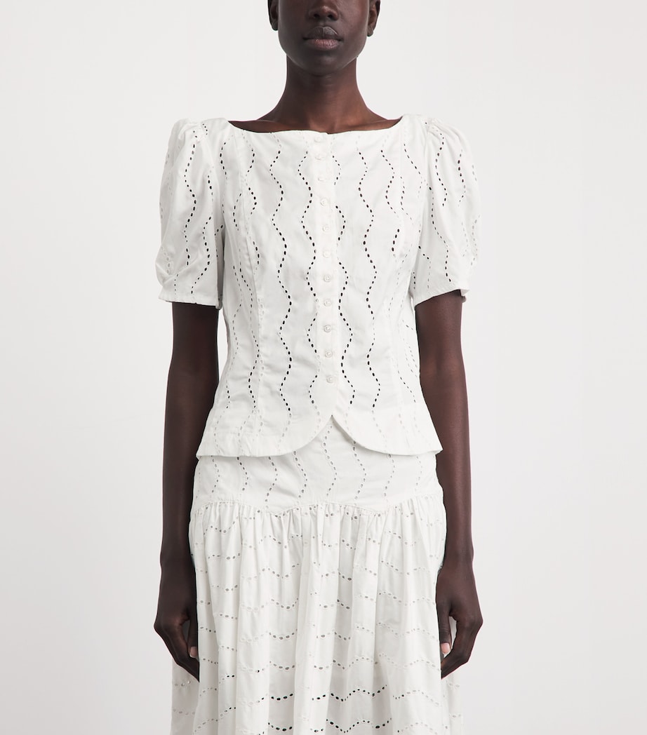 Polo Ralph Lauren Womens Cotton Eyelet Blouse White Image 4