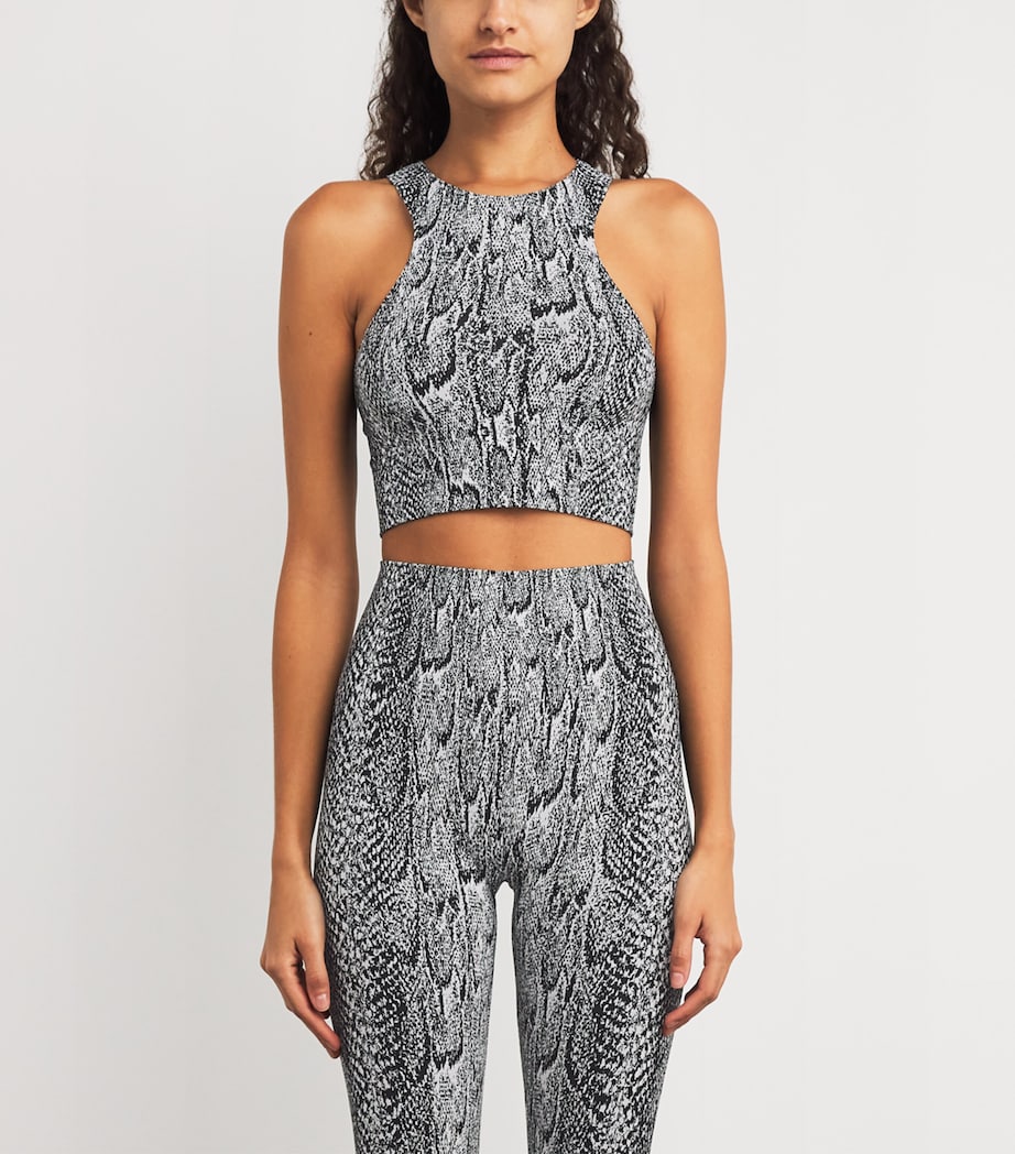 Seamless Python-Print Crop Top 8222 WHITE BLAC Image 3