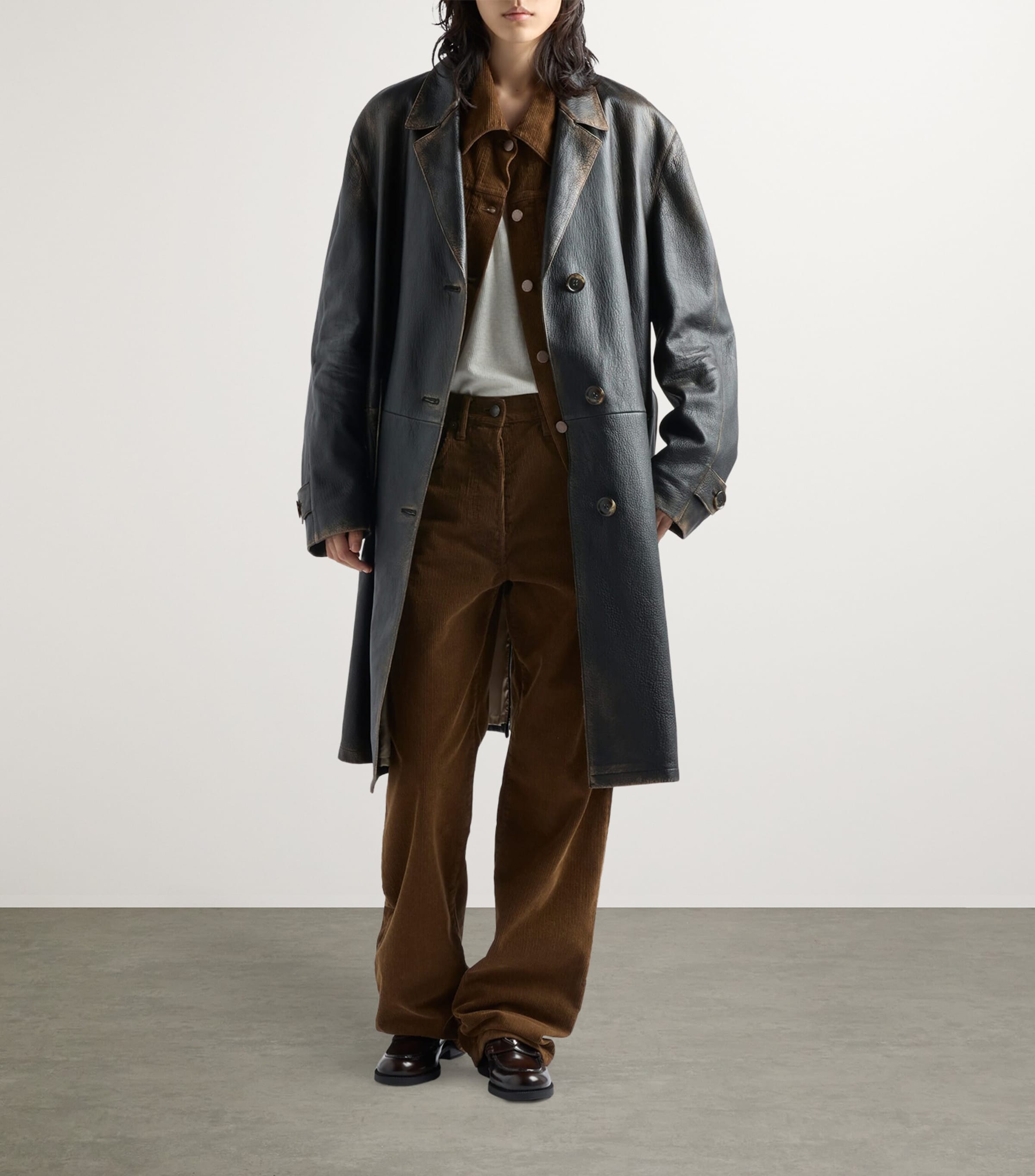 Prada Womens Corduroy Wide-Leg Trousers Image 2